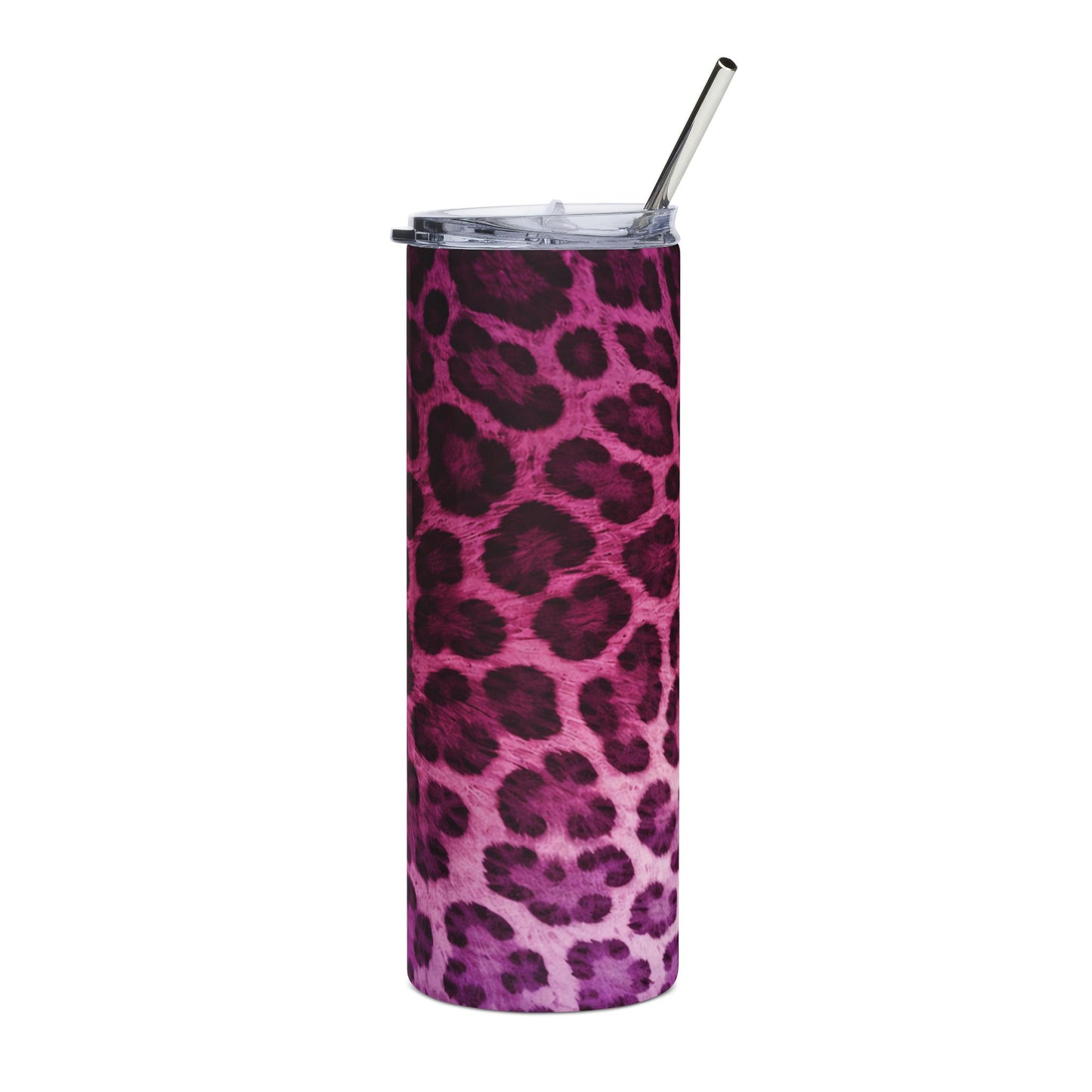 20oz Stainless Steel Tumbler — Pink Ombre Leopard Print Insulated Travel Cup