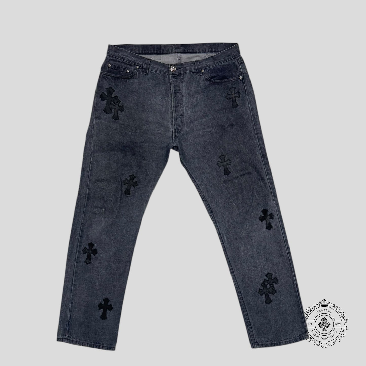 Chrome Hearts Levi Cross Patch Jeans in Black