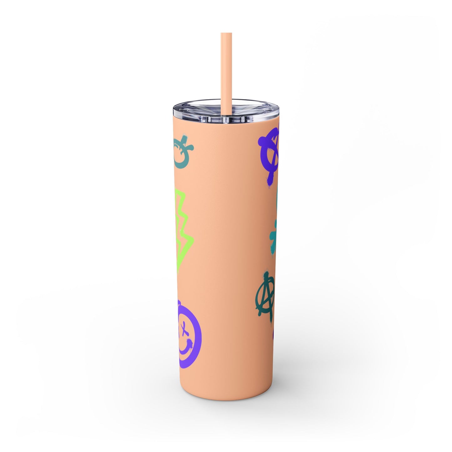 Trendy Skinny Tumbler with Straw, 20oz | Unique Graffiti Style Drinkware for Teens, Gifts, Parties, and Everyday Use
