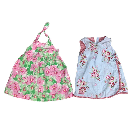 Lot of 2 George Rose Garden Baby Girl 24 Months Floral Sleeveless Halter Dresses