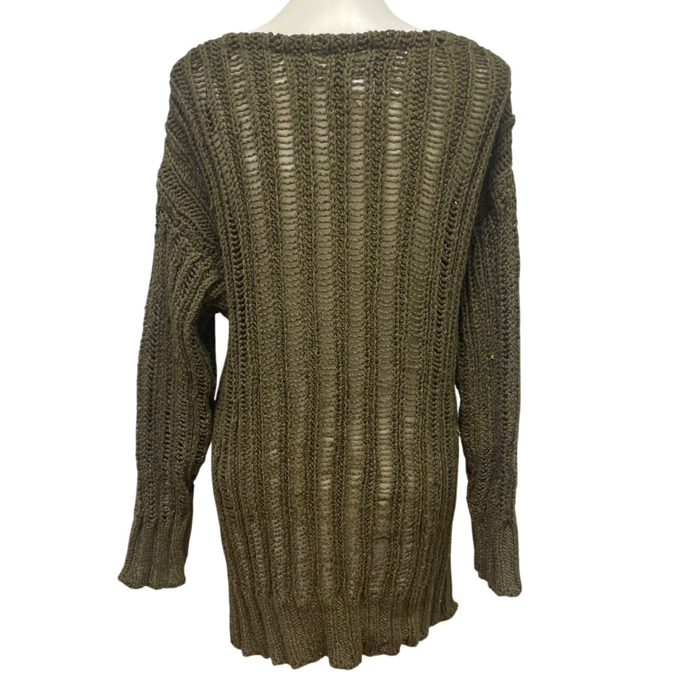 New Forever 21 Womens Large Long Sleeve Loose Knit Deep V Neck Pullover Sweater