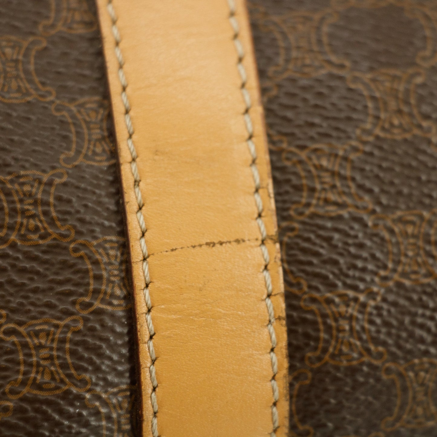 Celine Macadam Triomphe Brown Leather Boston Bag #5382