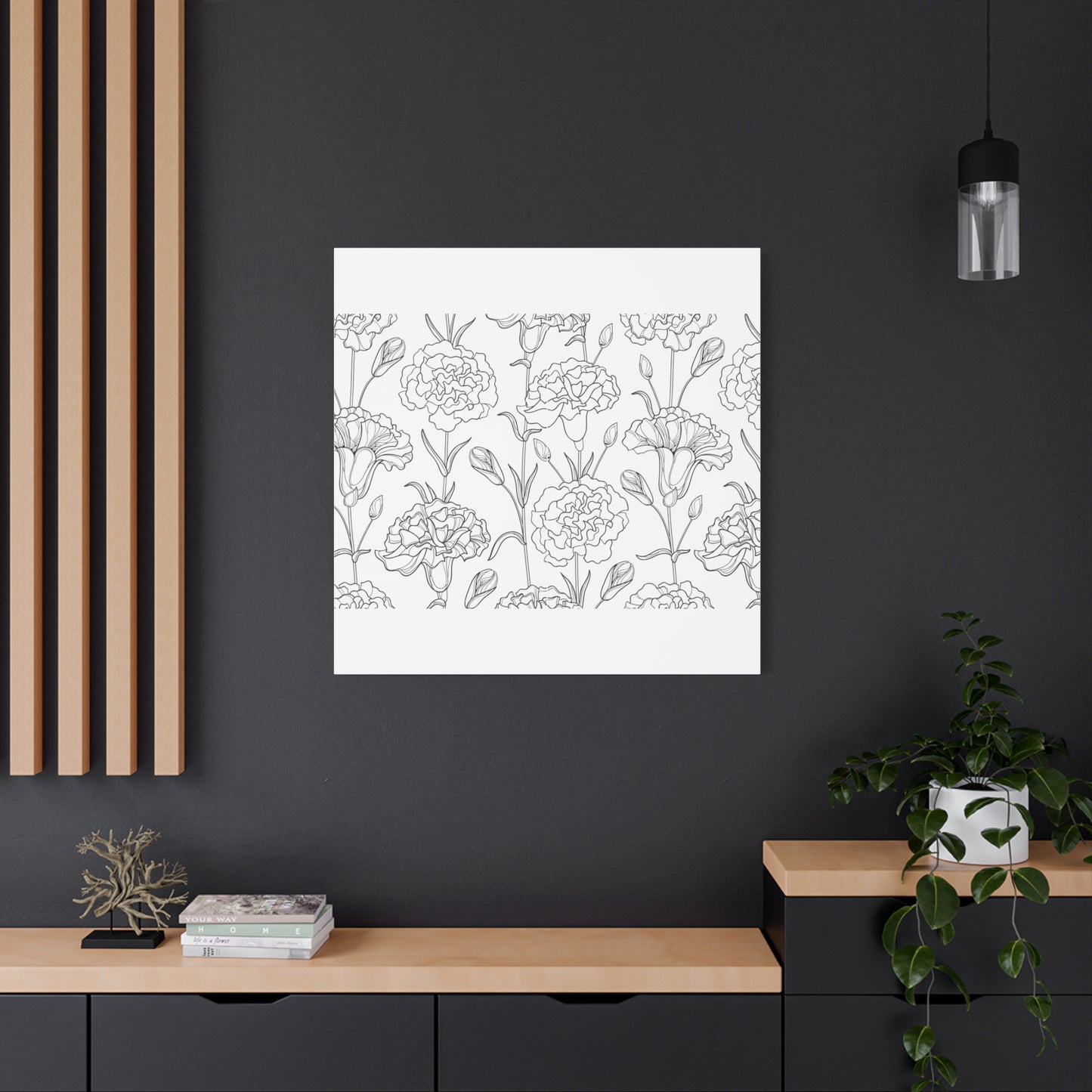 Floral Canvas Art, Stretched Wall Decor, Home Gift, Botanical Print, Modern Design, Matte Finish