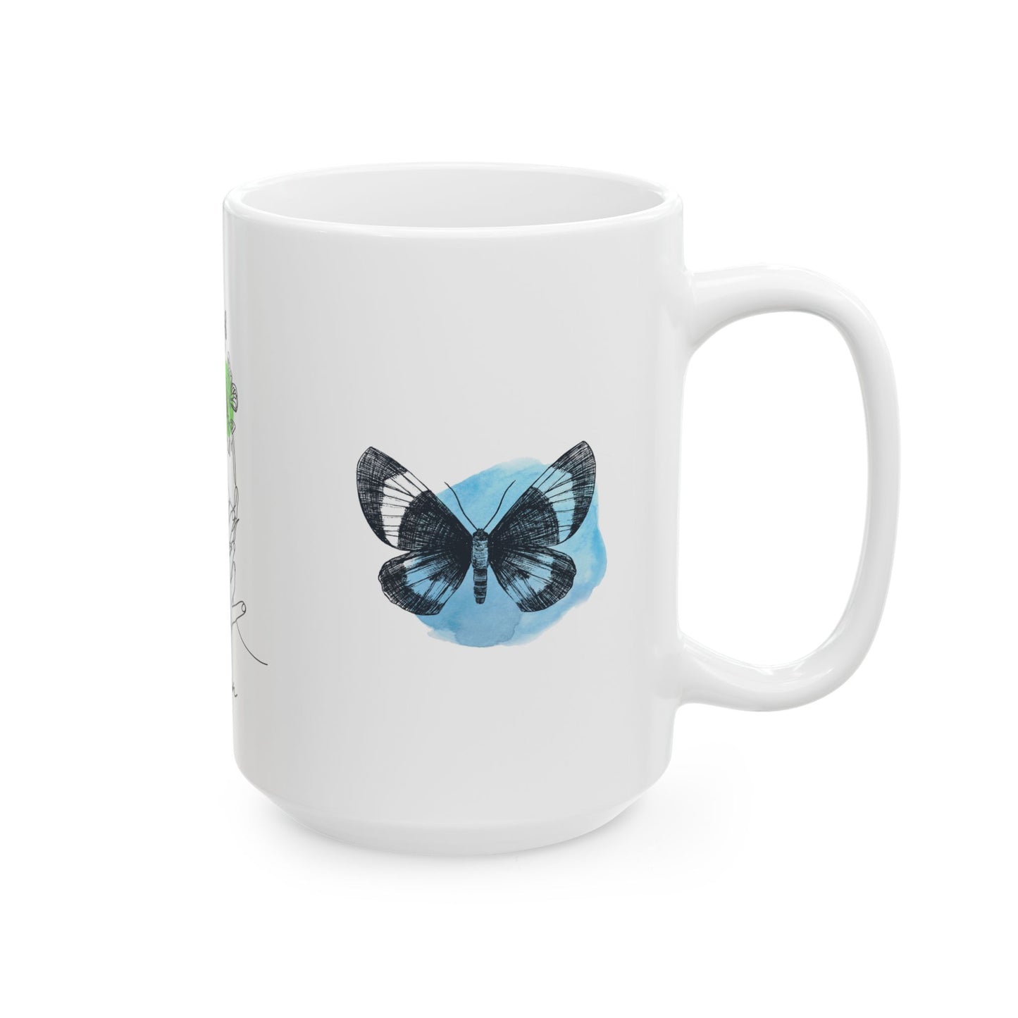 Elegant Woman Butterfly Ceramic Mug | Inspirational Gift, Art Coffee Cup, Unique Design, Home Decor, Mother's Day Gift