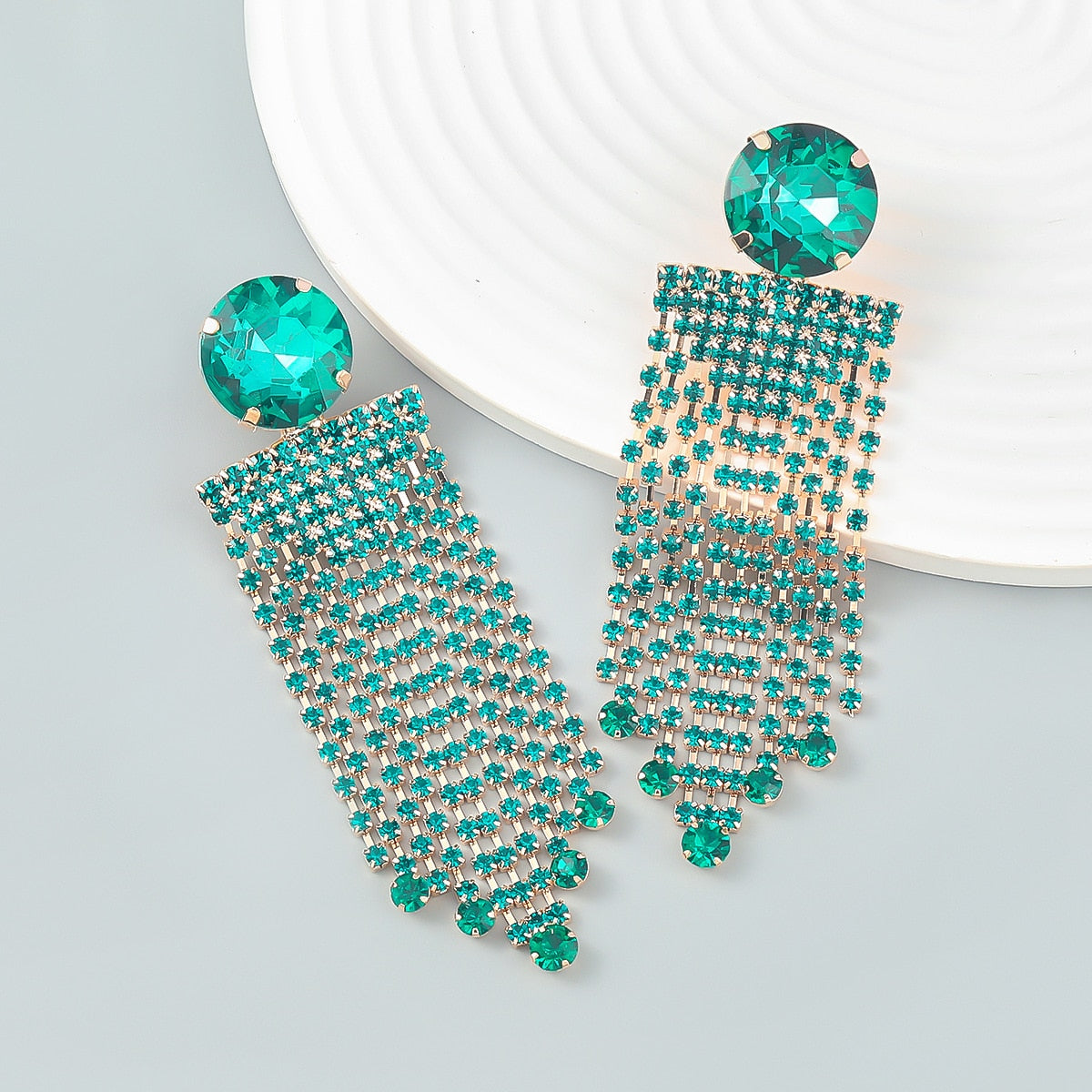 Super Flash Claw Chain Round Glass Diamond Alloy Diamond Long Tassel Fashion Earrings For Women