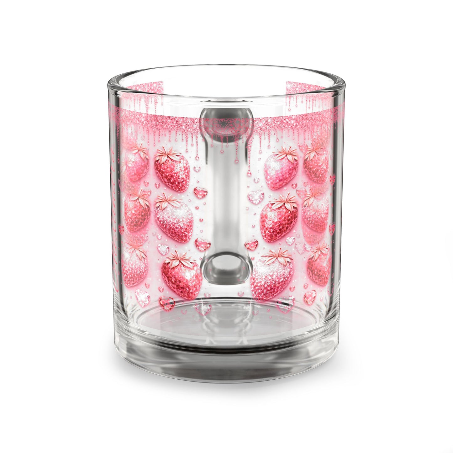 Strawberry Print Glass Mug, 10oz