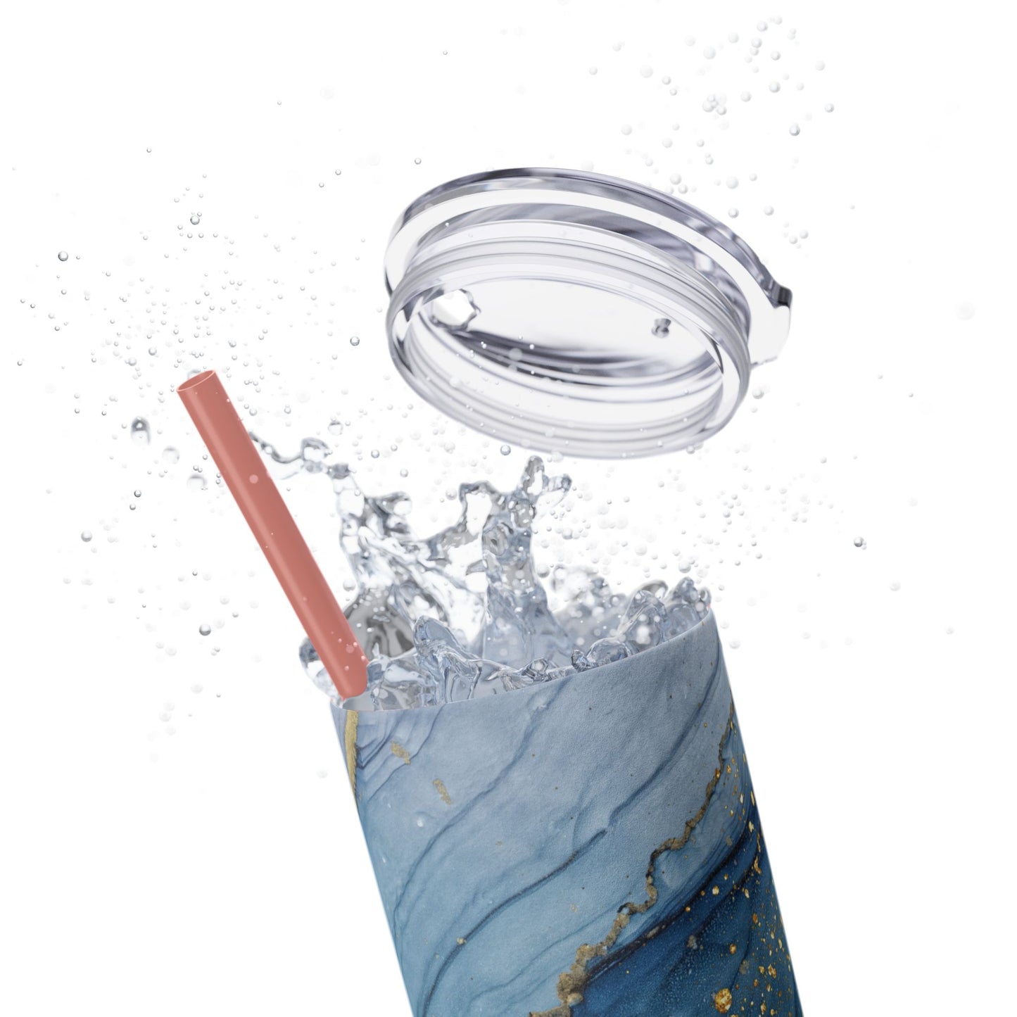 Elegant Blue Marble Skinny Tumbler, 20oz - Stylish Drinkware for Daily Use, Gifts, Celebrations, Eco-Friendly, Travel Mug