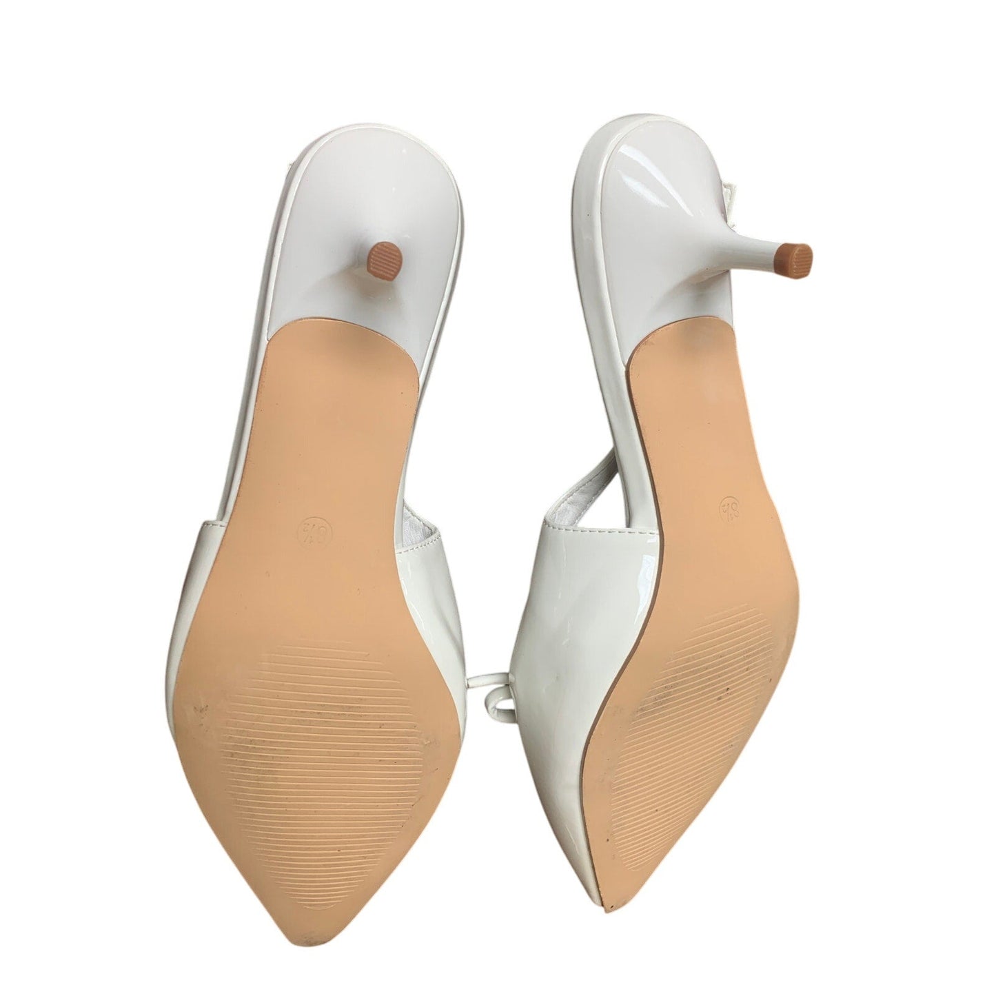 Coutgo Womens Size 8.5 White Bow Slingback 2" Kitten Heels Pointed Toe Shoes