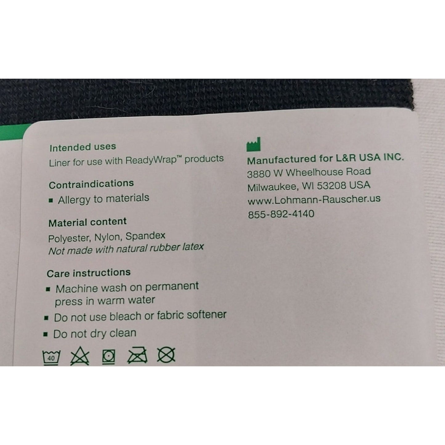 New L&R USA Unisex Small Black Polyester Blend ReadyWrap Single Garment Liner