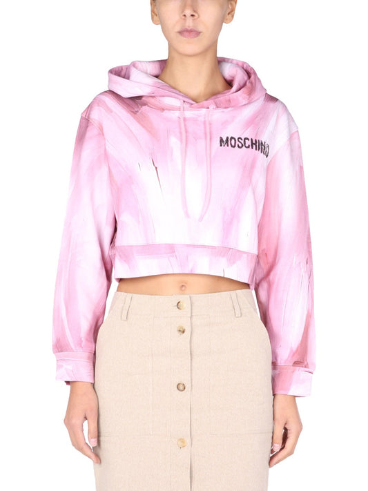 Moschino Women "Art Theme" Cropped Sweatshirt