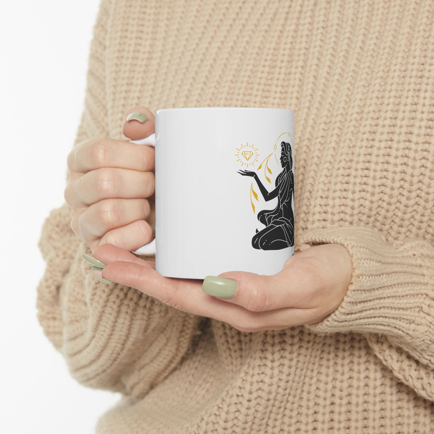 Meditative Goddess Ceramic Mug | Yoga Lover Gift, Inspirational Drinkware, Spiritual Home Decor, Mindfulness Mug, Zen Gift