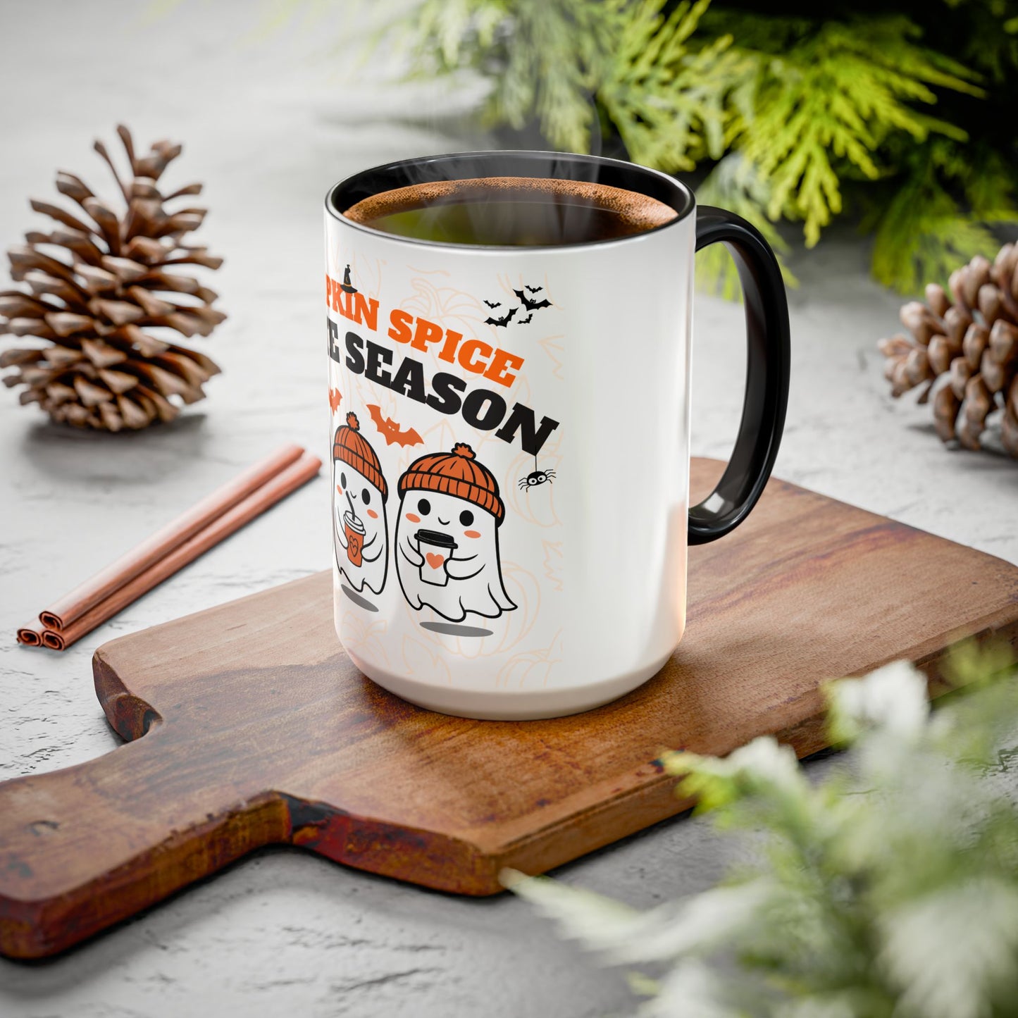 Colorful Pumpkin Spice Ghost Mugs | Cute Fall Coffee Cups, Halloween Gift, Seasonal Drinkware, Cozy Vibe, Latte Lovers