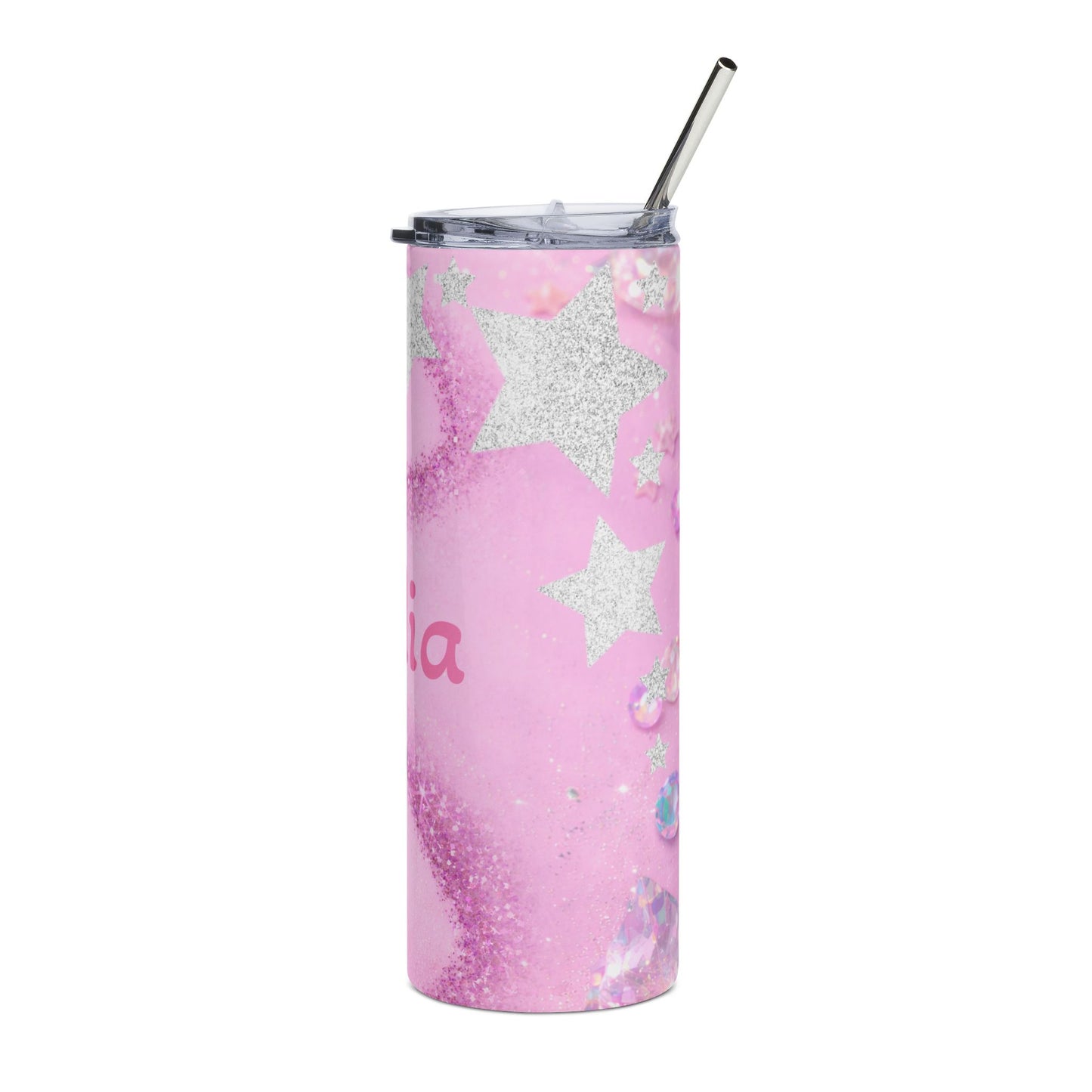 Pink Mermaid Tail Name Tumbler | Personalized 20oz Stainless Steel