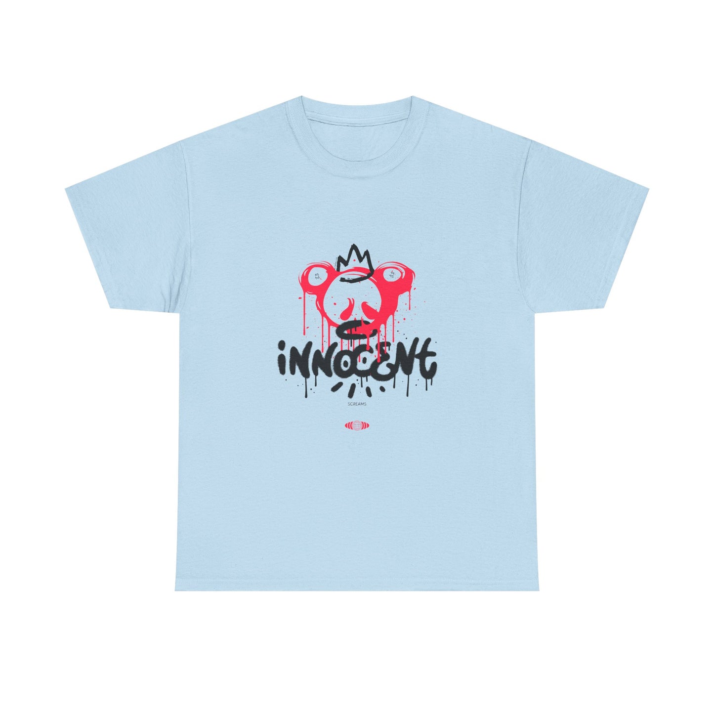 Edgy Graphic Tee: 'Innocent' Design, Urban Fashion, Streetwear, Unisex Cotton T-Shirt, Music Festivals, Casual Wear