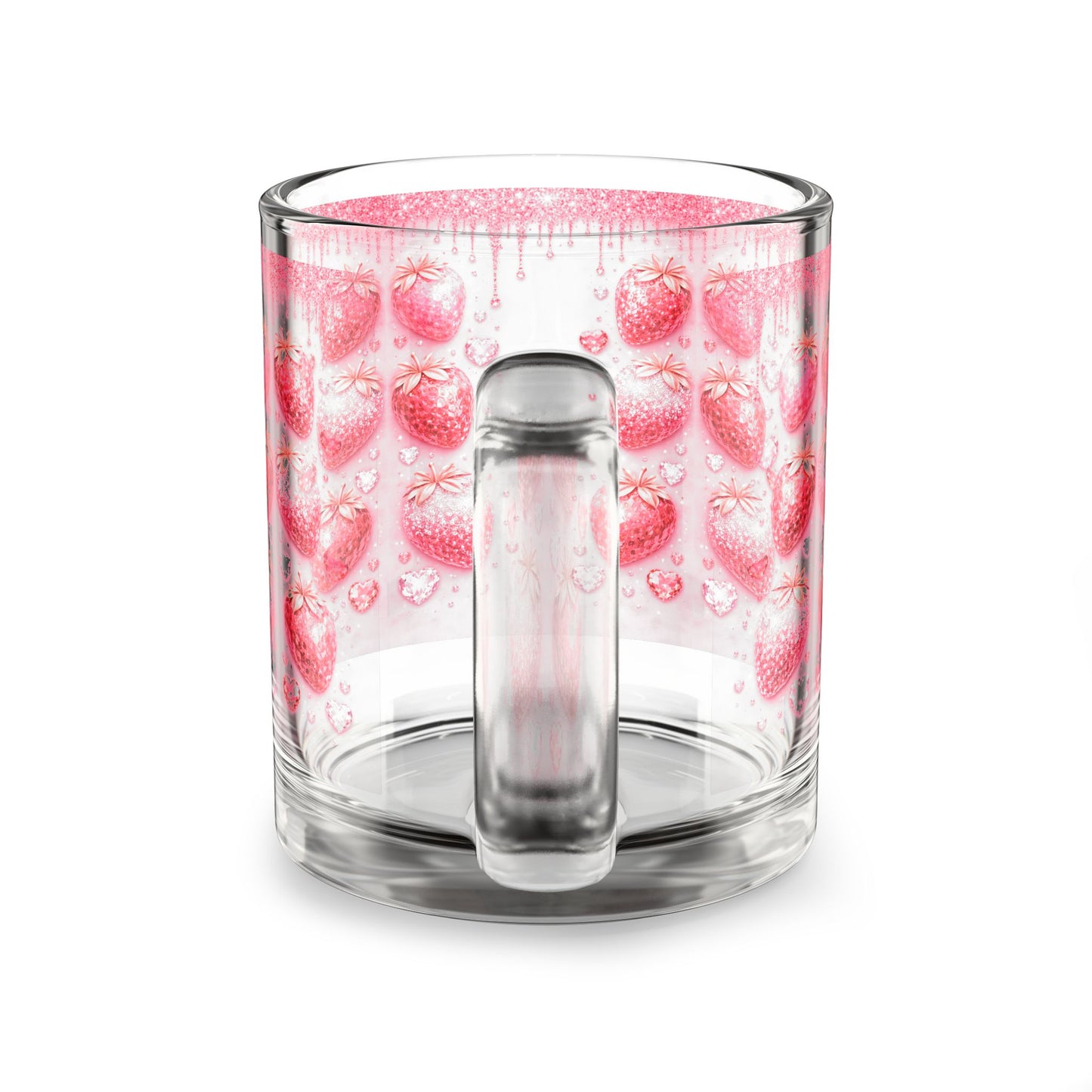 Strawberry Drip Pattern Glass Mug 10oz