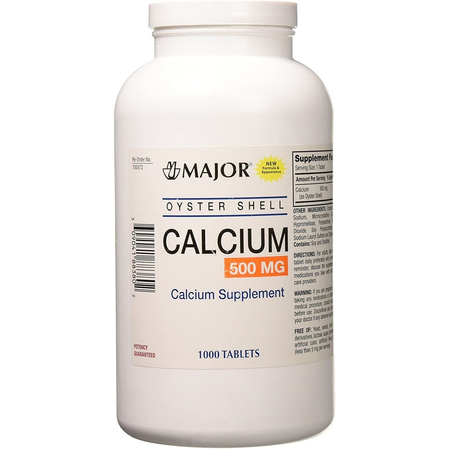 Major Oyster Shell Calcium Supplement – 500mg, 1000 Tablets