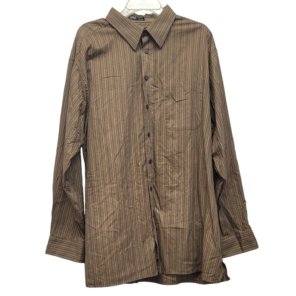 Haggar Mens 2XLT 100% Cotton Pin Stripe Long Sleeve Collared Button Up Shirt