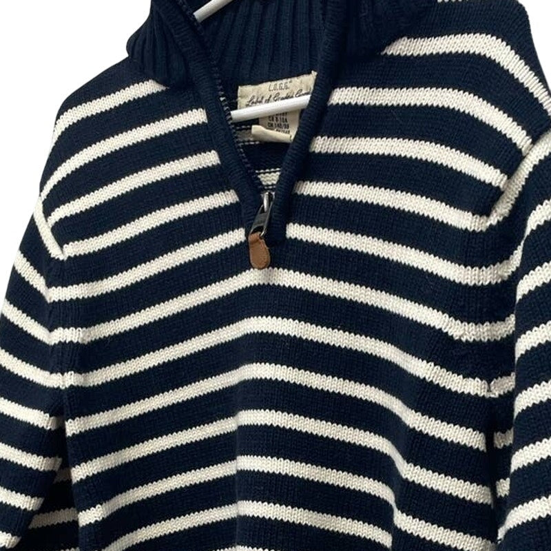 H&M LOGG Boys Medium 8-10 Cotton Navy Long Sleeve 1/4 Zip Pullover Sweater