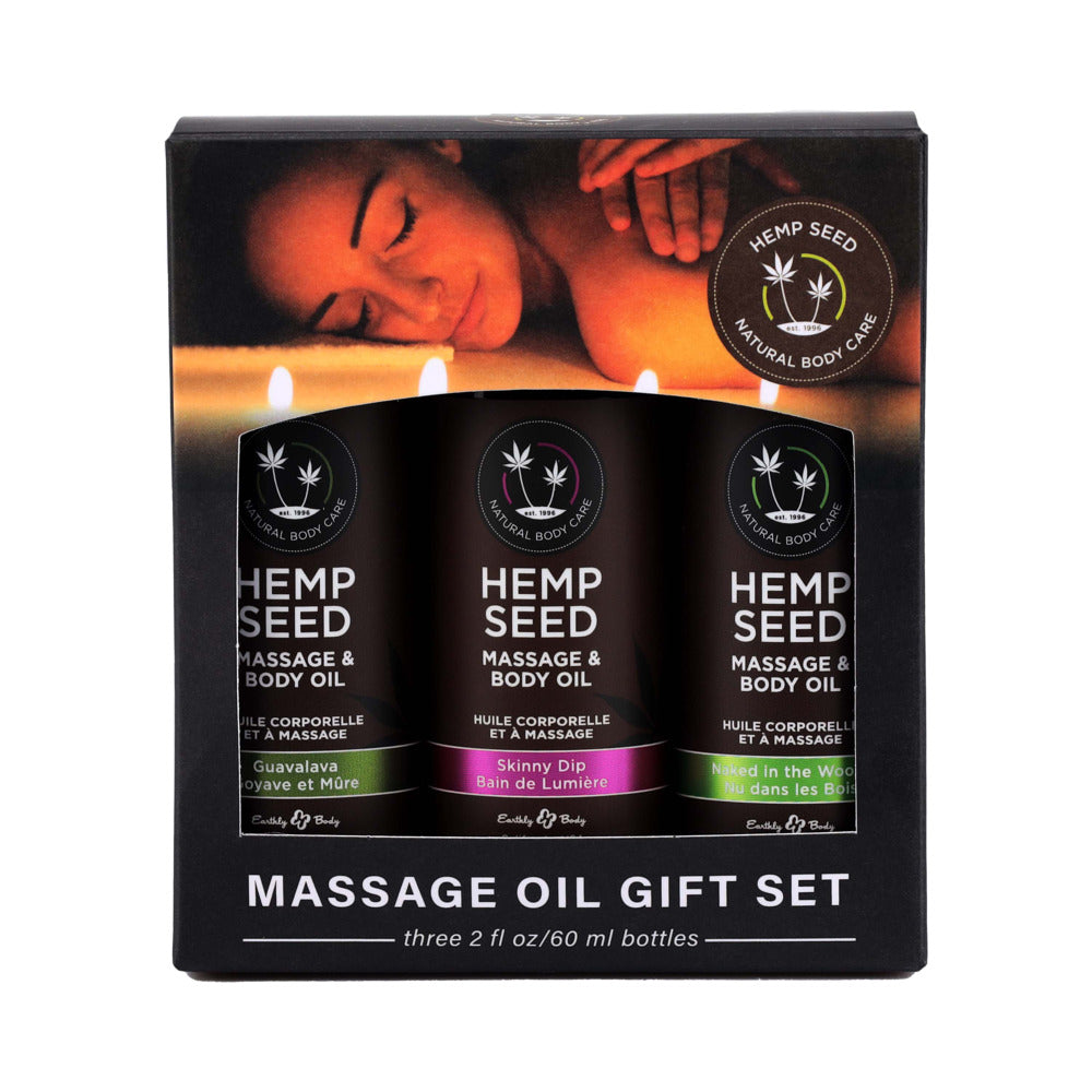 Earthly Body Hemp Seed Massage Oil 3-Piece Gift Set 2 oz.-0
