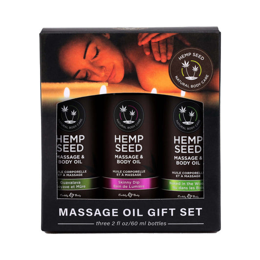 Earthly Body Hemp Seed Massage Oil 3-Piece Gift Set 2 oz.-0
