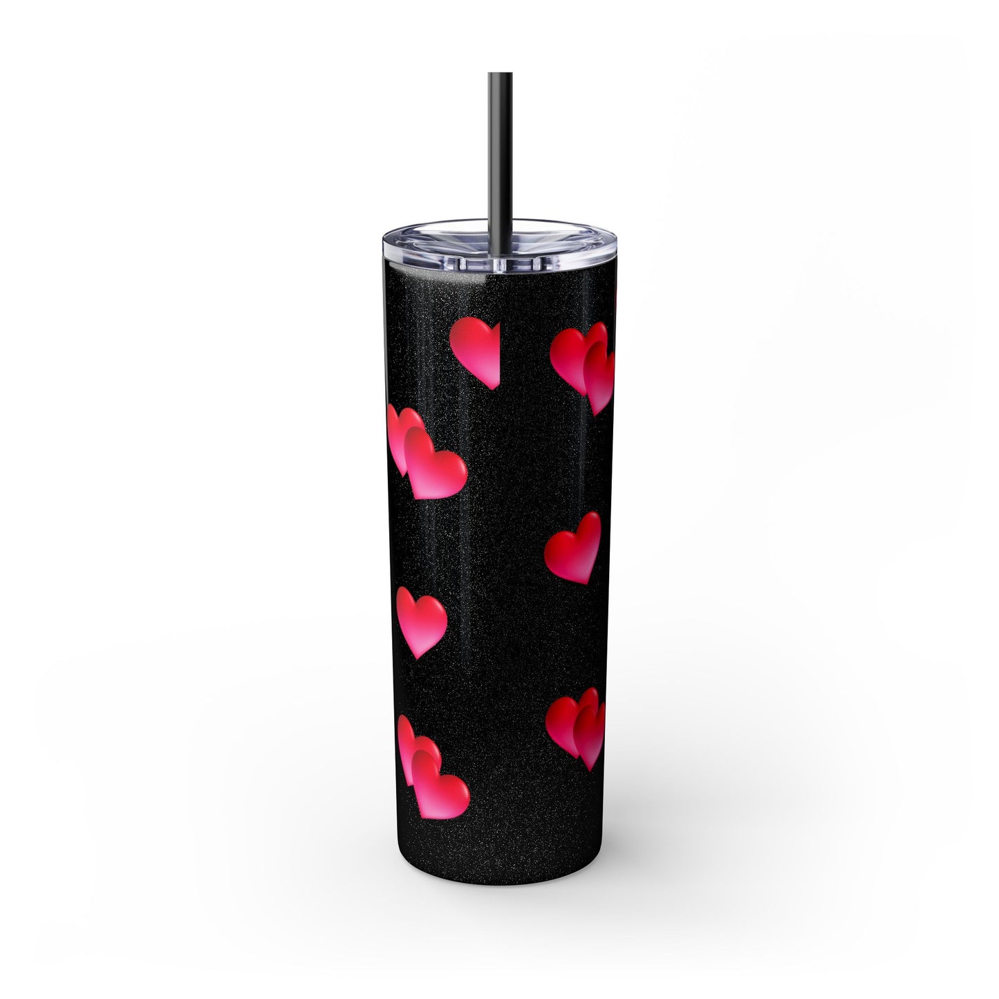 Gepasmaakte Glitter 20oz Dun Tumbler met Pienk Hartpatroon — [Jou Naam Hier]