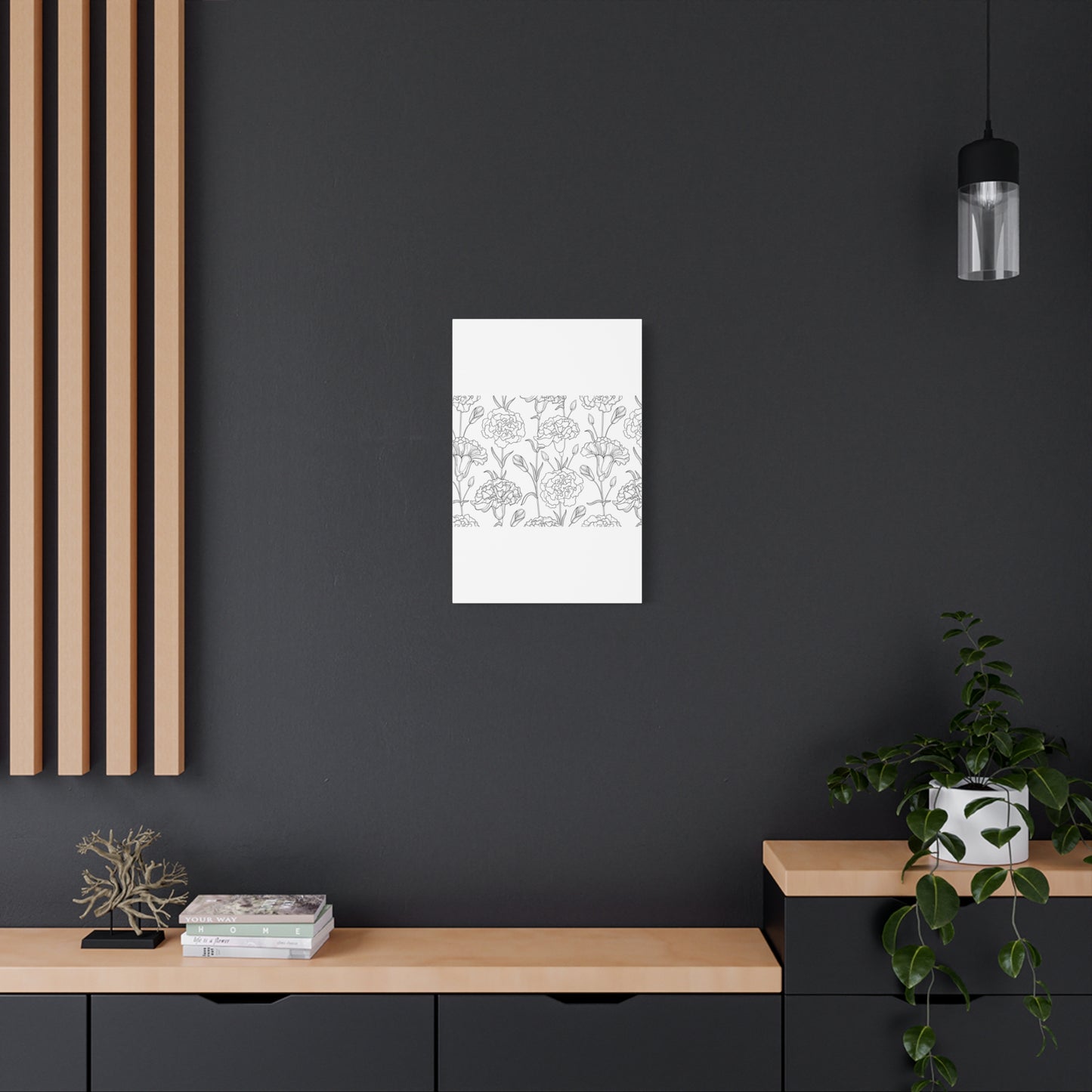 Floral Canvas Art, Stretched Wall Decor, Home Gift, Botanical Print, Modern Design, Matte Finish