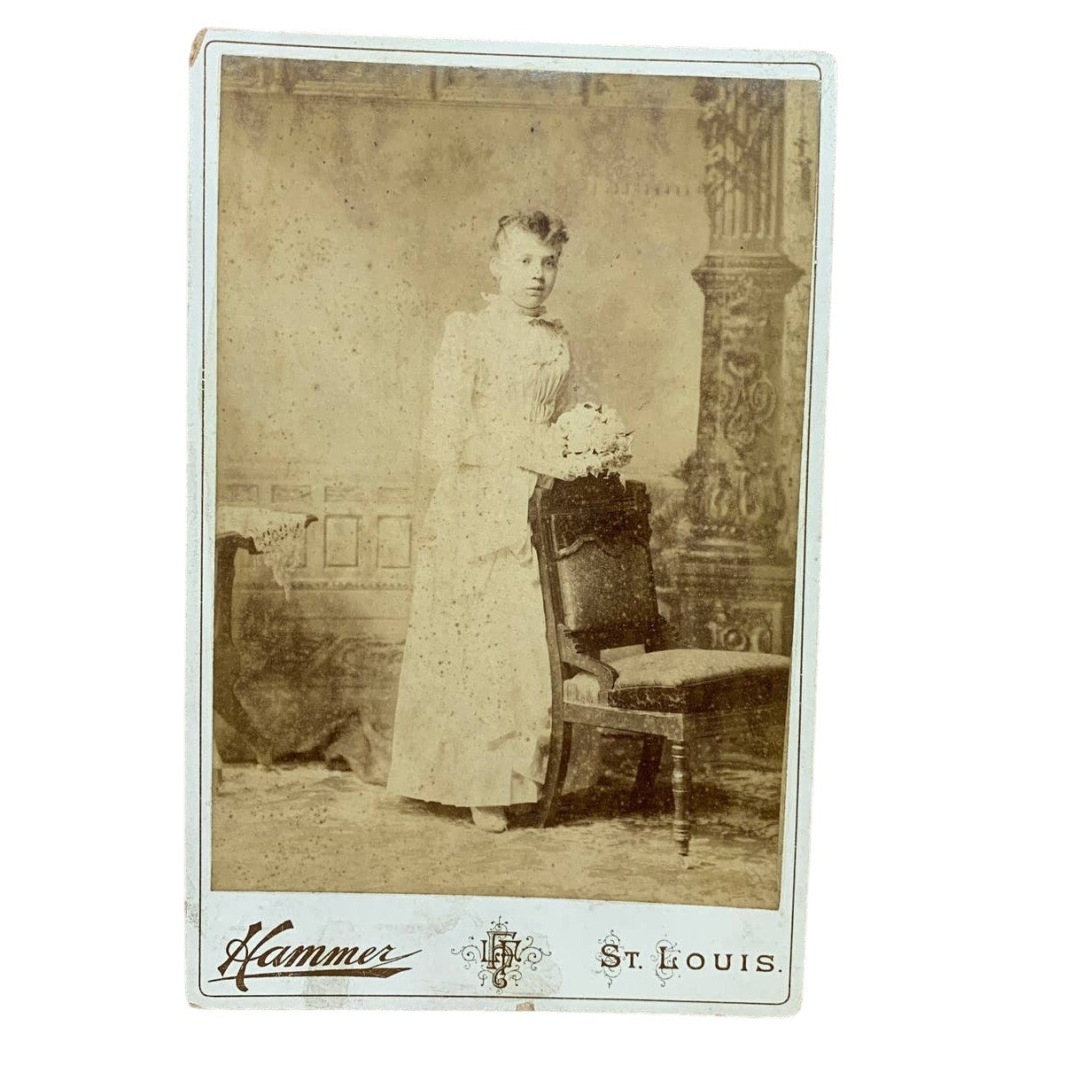 Antique Vintage Lizzie Goetz Photograph on St Louis Hammer Studio Cardboard