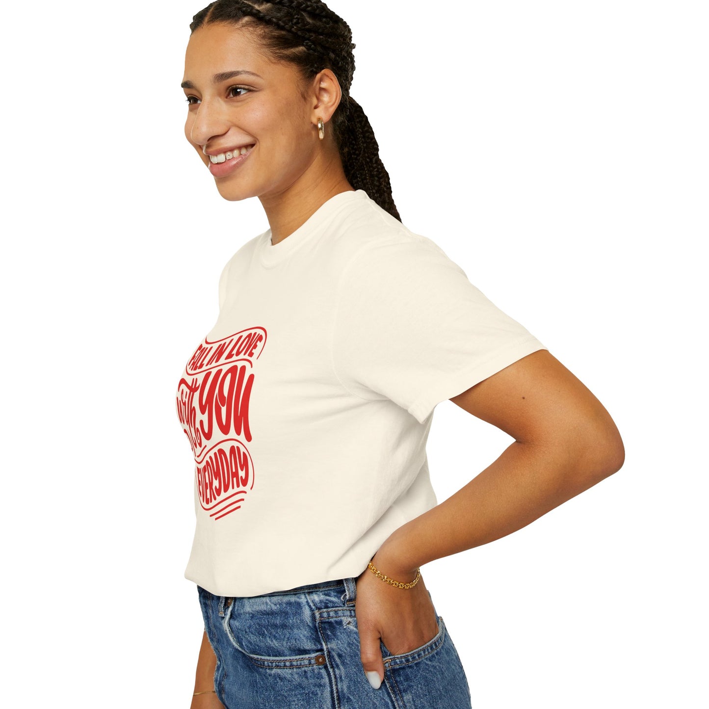 Fall in Love with YOU Quote T-shirt for Couples, Valentine's Day, Gifts for Him/Her, Casual Everyday Wear, Comfortable Unisex Tee