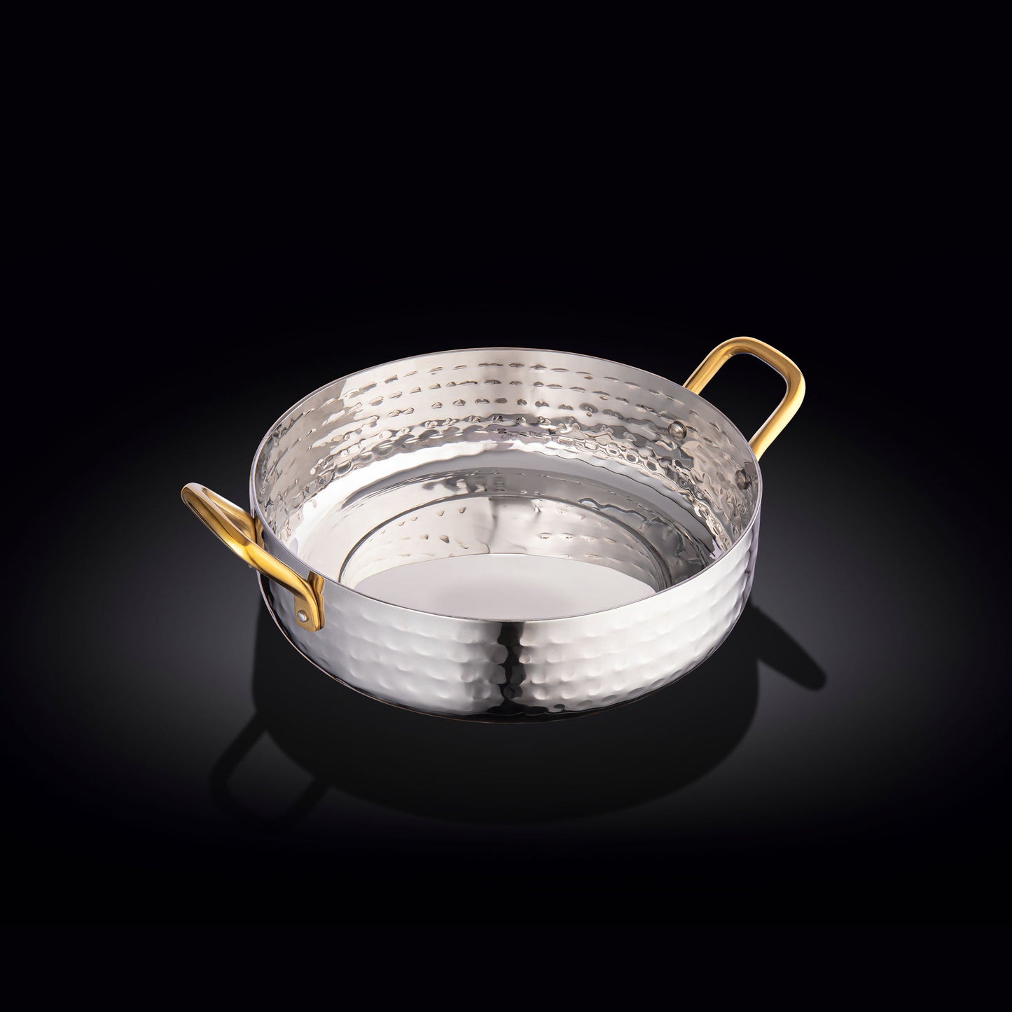 ROUND FRY PAN WITH 2 SIDE GOLD HANDLES 6.25" X 1.75" | 16 X 4.2 CM-0
