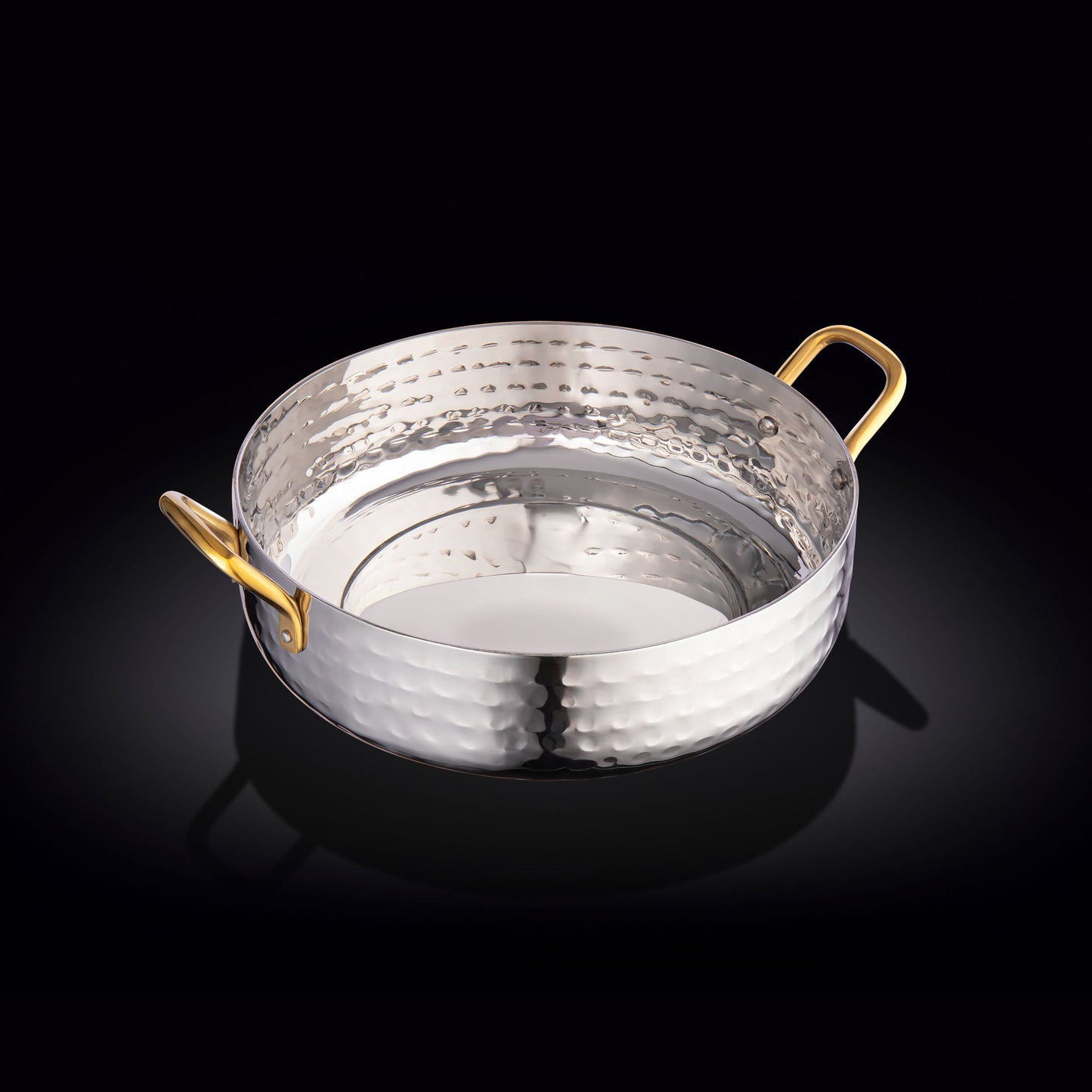 ROUND FRY PAN WITH 2 SIDE GOLD HANDLES 7" X 1.75" | 18 X 4.5 CM-0