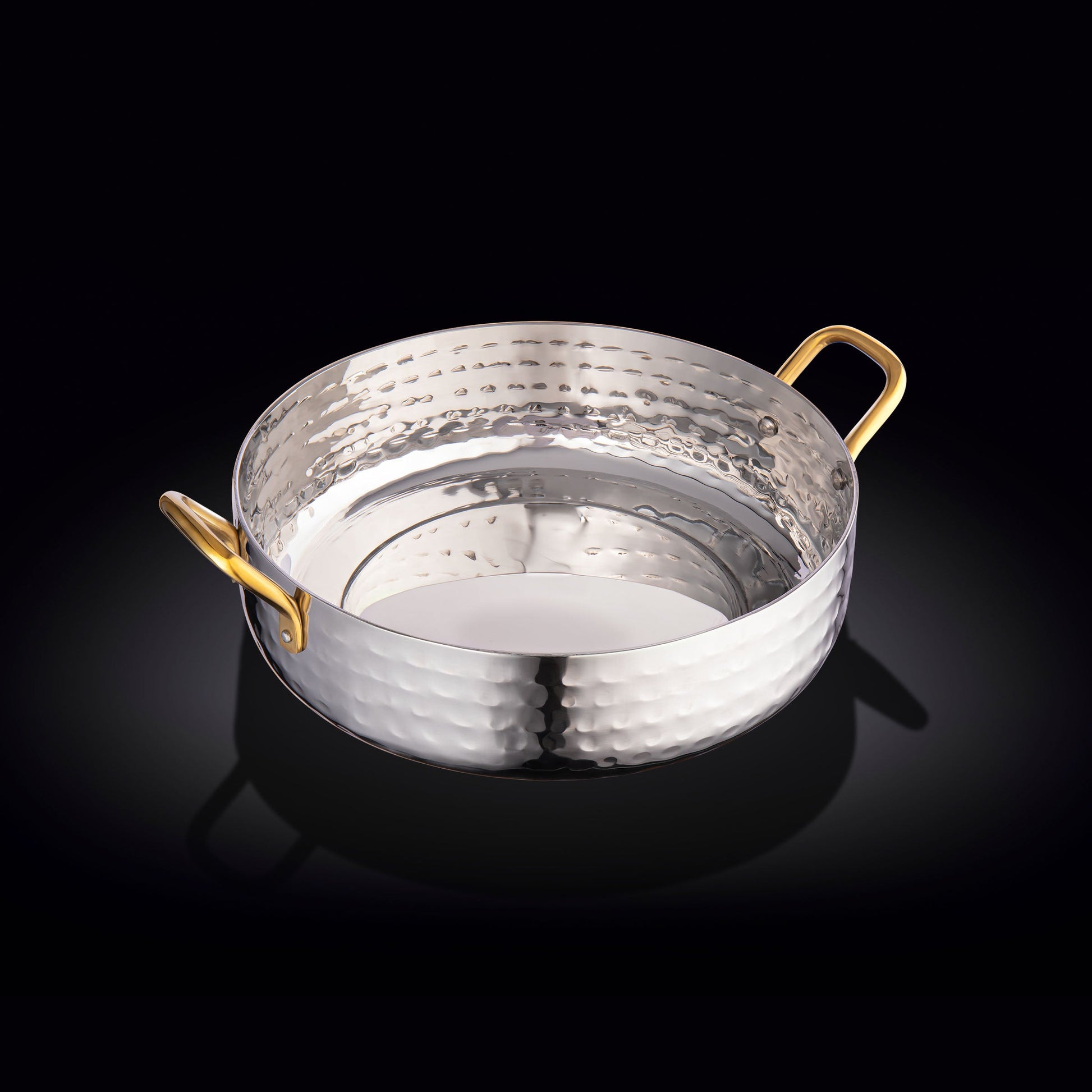 ROUND FRY PAN WITH 2 SIDE GOLD HANDLES 7" X 1.75" | 18 X 4.5 CM-0