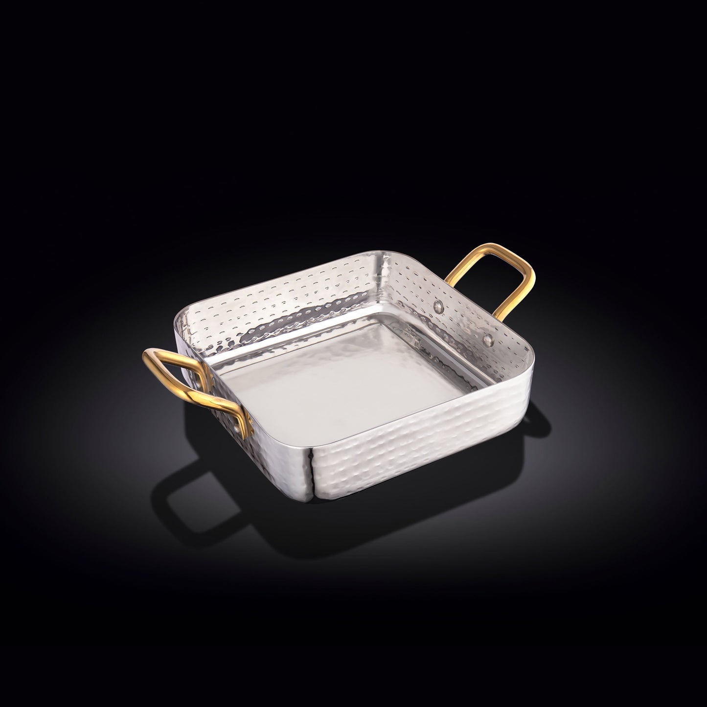 SQUARE FRY PAN WITH 2 SIDE GOLD HANDLES 5.5" X 5.5" X 1.5" | 14 X 14 X 3.8 CM-0