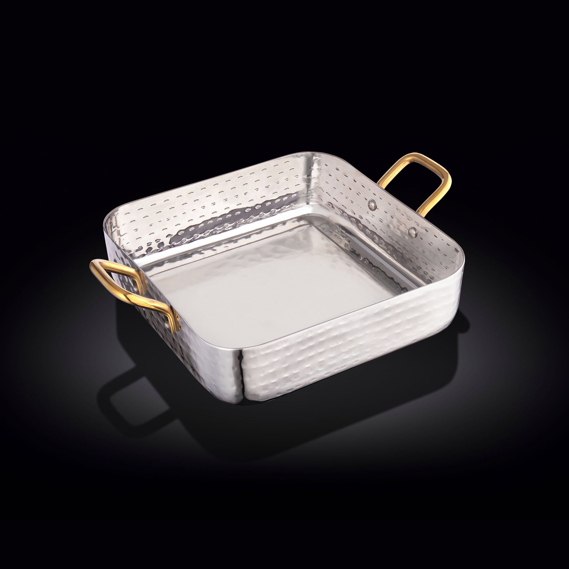 SQUARE FRY PAN WITH 2 SIDE GOLD HANDLES 7" X 7" X 1.75" | 18 X 18 X 4.5 CM-0