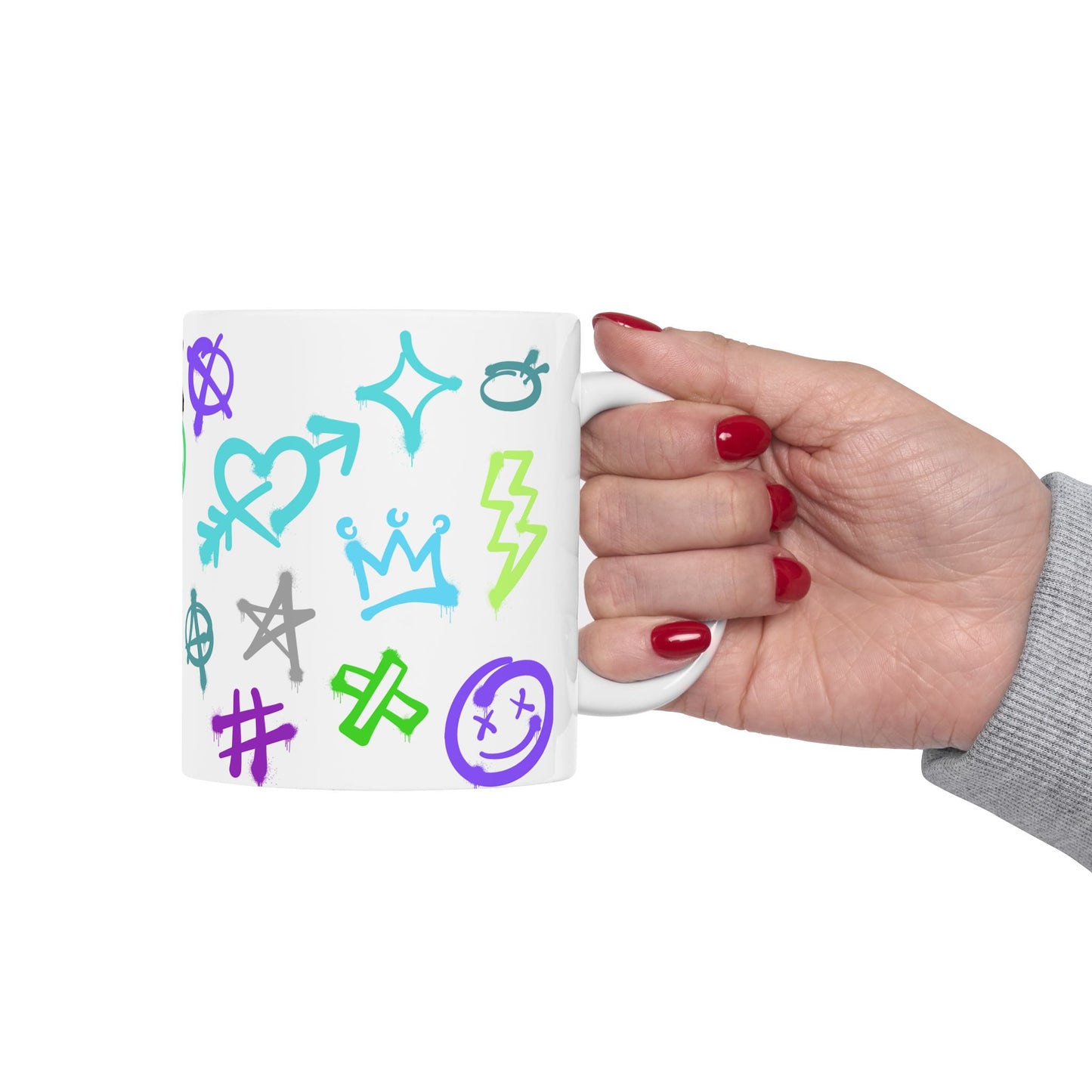 SMILE Vibrant Graffiti Ceramic Mug, Art Mug, Unique Gift, Inspirational Mug, Coffee Cup, Fun Drinkware