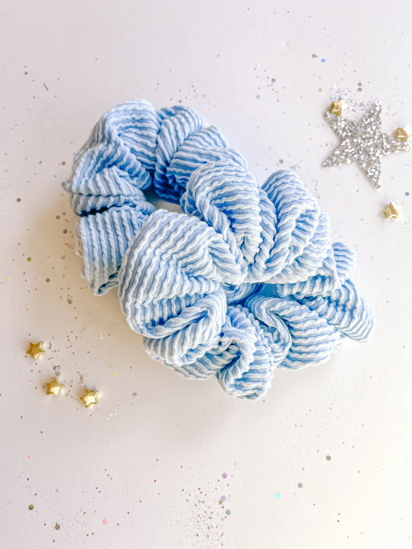 Baby Blue Ribbed Regular Scrunchy