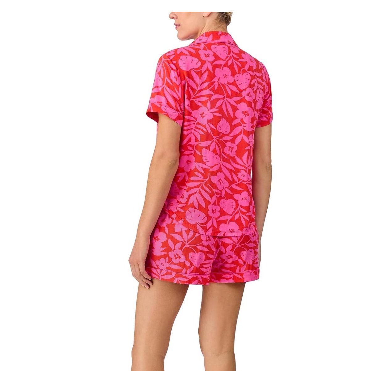 Kate Spade New York Womens Medium Floral Short Sleeve Button Up Top Short Pj Set