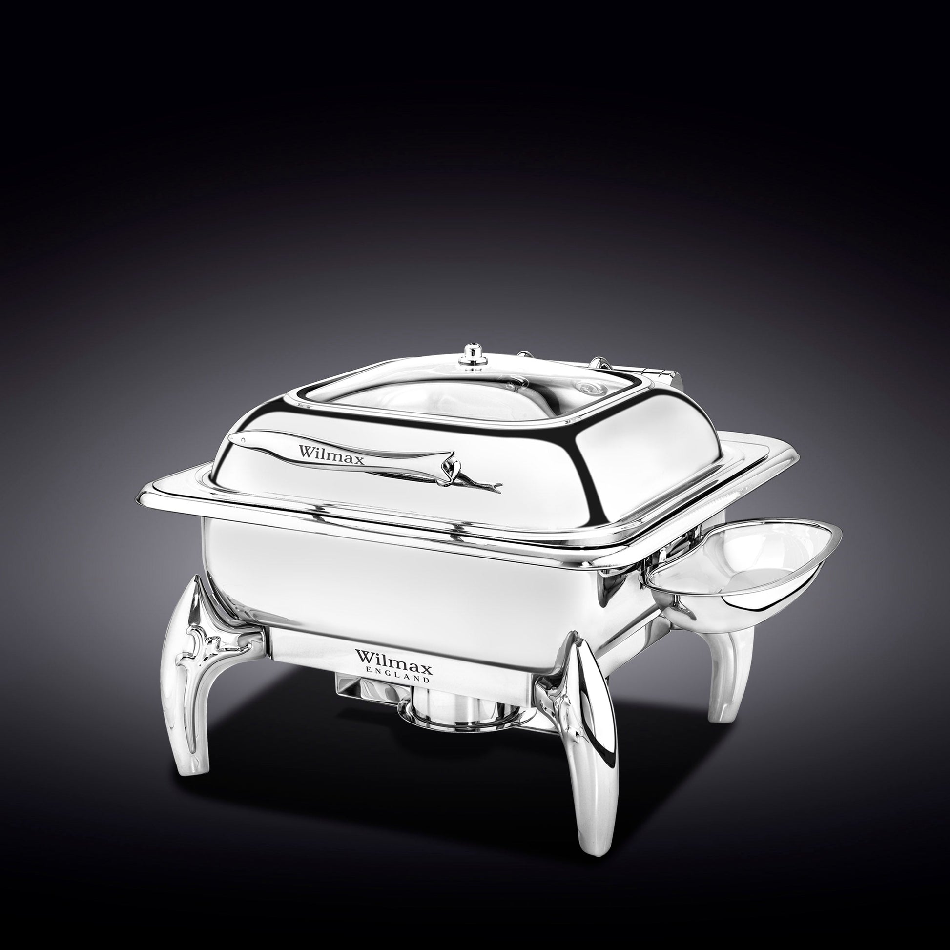 GLASS LID SQUARE CHAFING DISH WITH STAND 18" inch X 16" inch X 13" inch | 45.5 X 41 X 33 CM-0