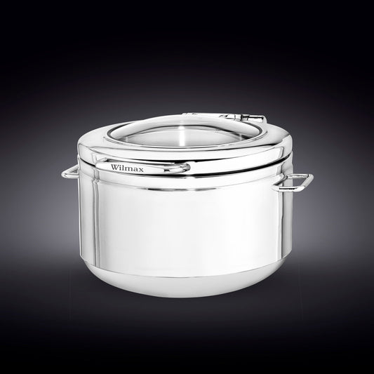 GLASS LID ROUND CHAFER 18" inch X 16.25" inch X 10" inch | 46 X 41.5 X 25.5 CM 300 FL OZ | 9 L-0