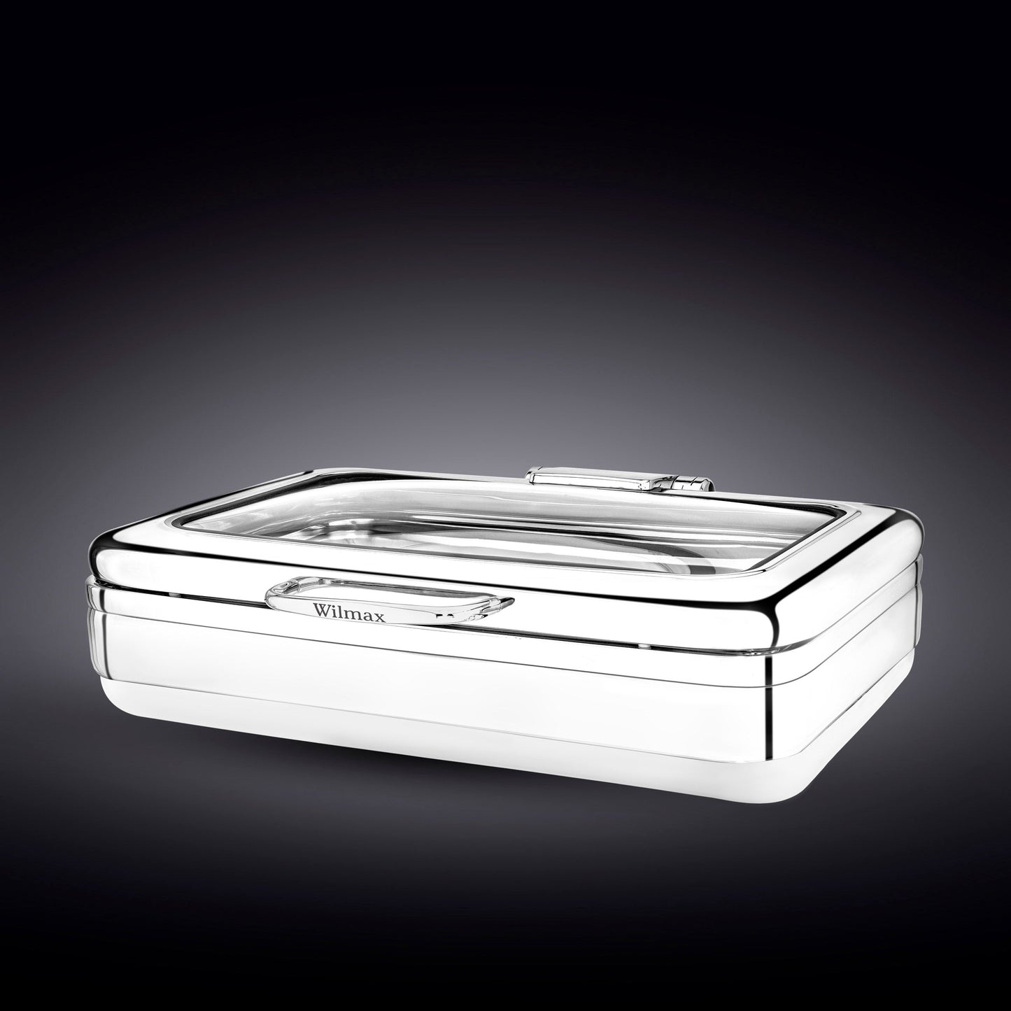 GLASS LID RECTANGULAR CHAFER 23" inch X 19.25" inch X 6.75" inch | 58.5 X 49 X 17 CM-0