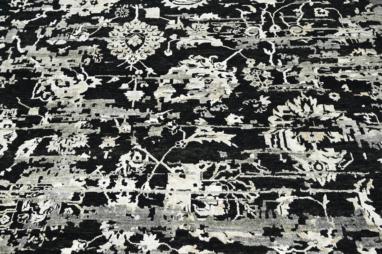 LoomBloom 8x10 Black Hand Knotted Transitional Turkish Oushak Wool Oriental Rug-4