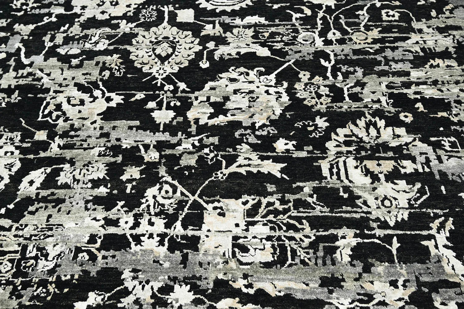 LoomBloom 8x10 Black Hand Knotted Transitional Turkish Oushak Wool Oriental Rug-4