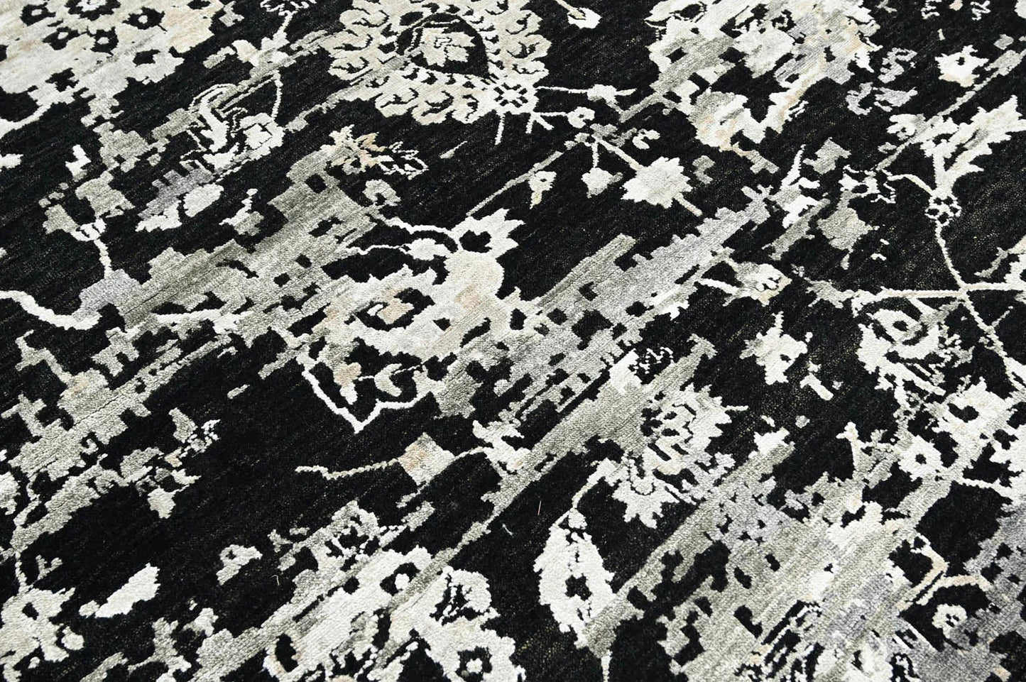 LoomBloom 8x10 Black Hand Knotted Transitional Turkish Oushak Wool Oriental Rug-3