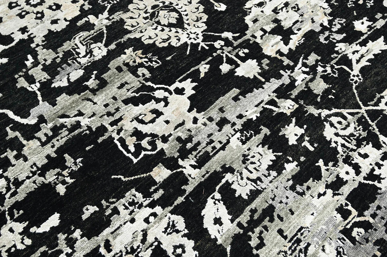 LoomBloom 8x10 Black Hand Knotted Transitional Turkish Oushak Wool Oriental Rug-3