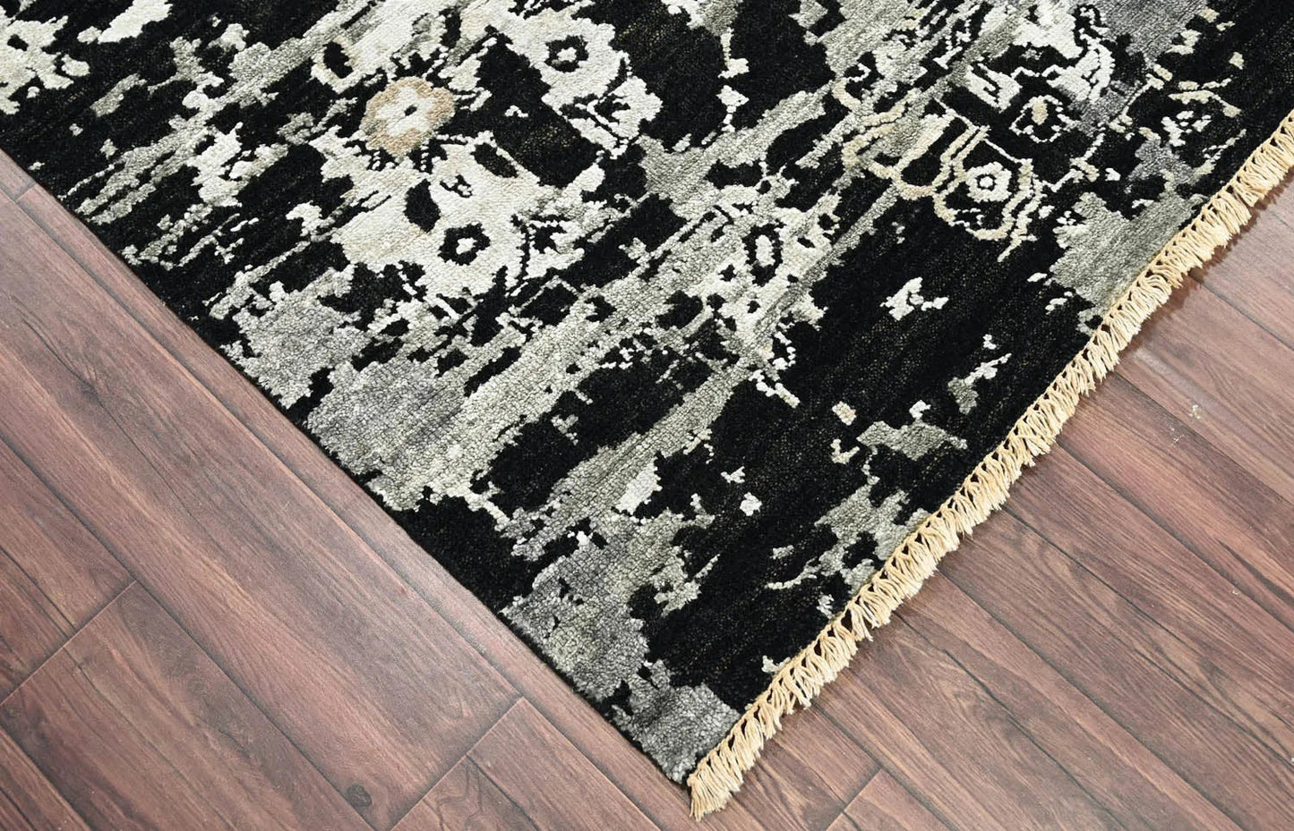 LoomBloom 8x10 Black Hand Knotted Transitional Turkish Oushak Wool Oriental Rug-2