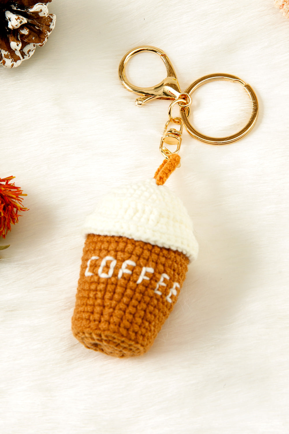Lily Crochet Coffee Pendent Keychain-4
