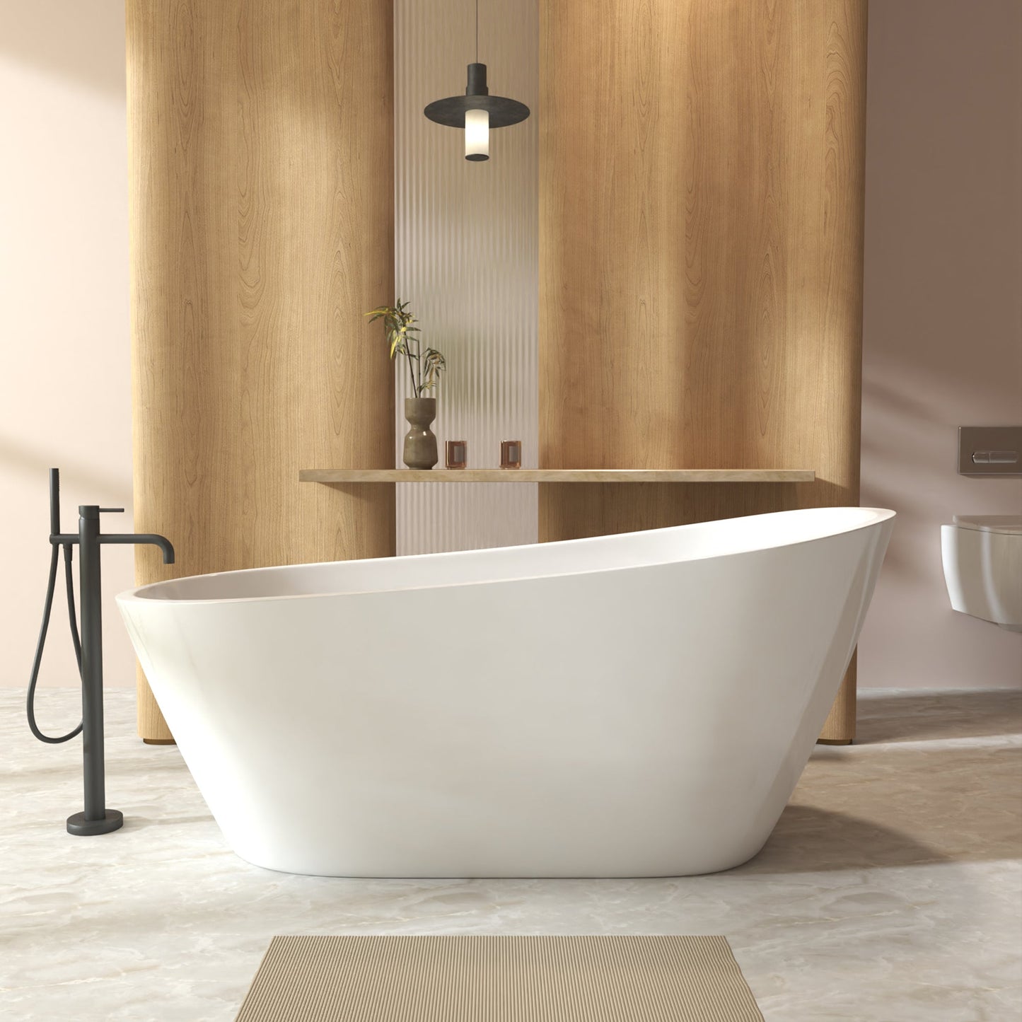 59" Special-Shaped Freestanding Slipper Bathtub in Gloss
