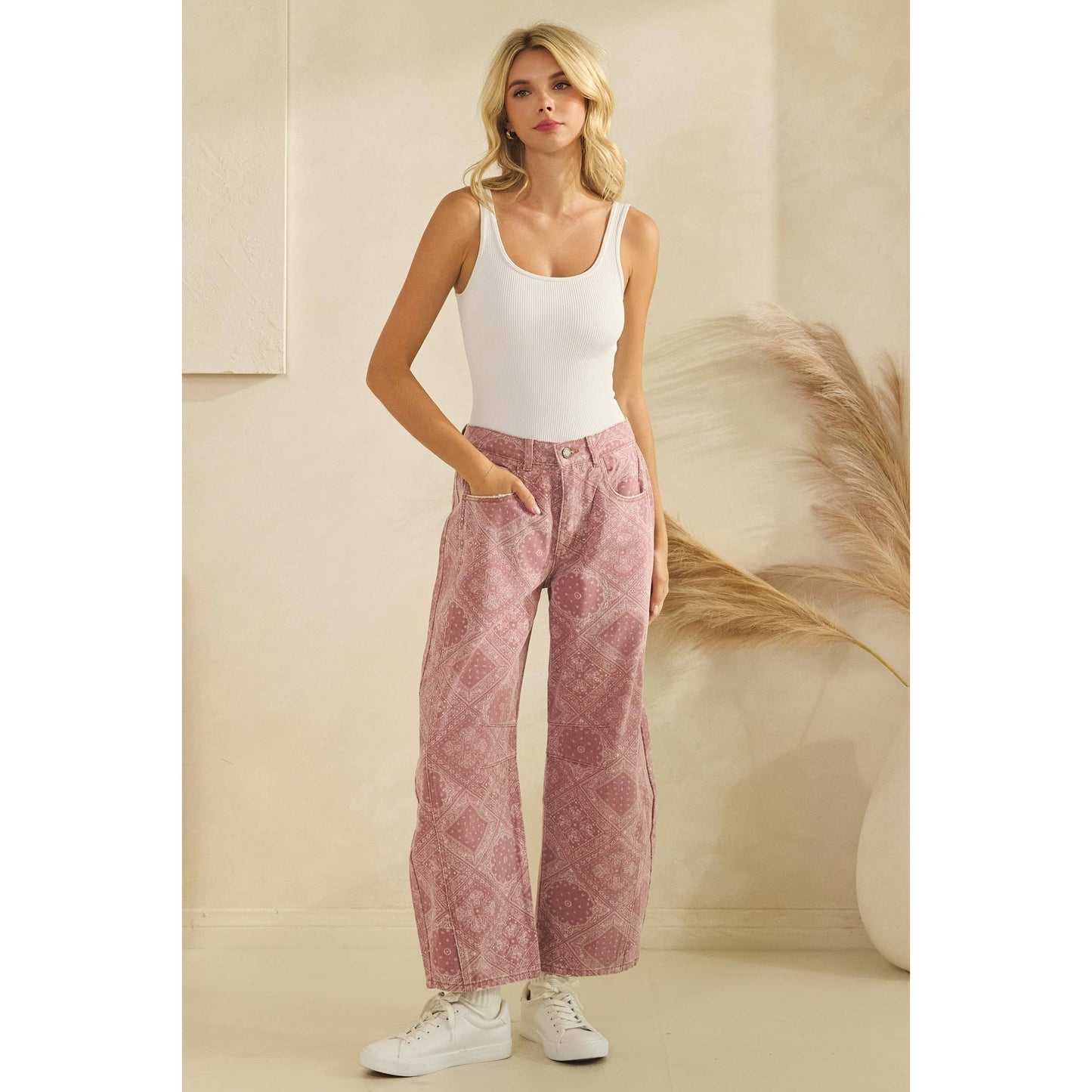 Vintage Pink Paisley Denim
