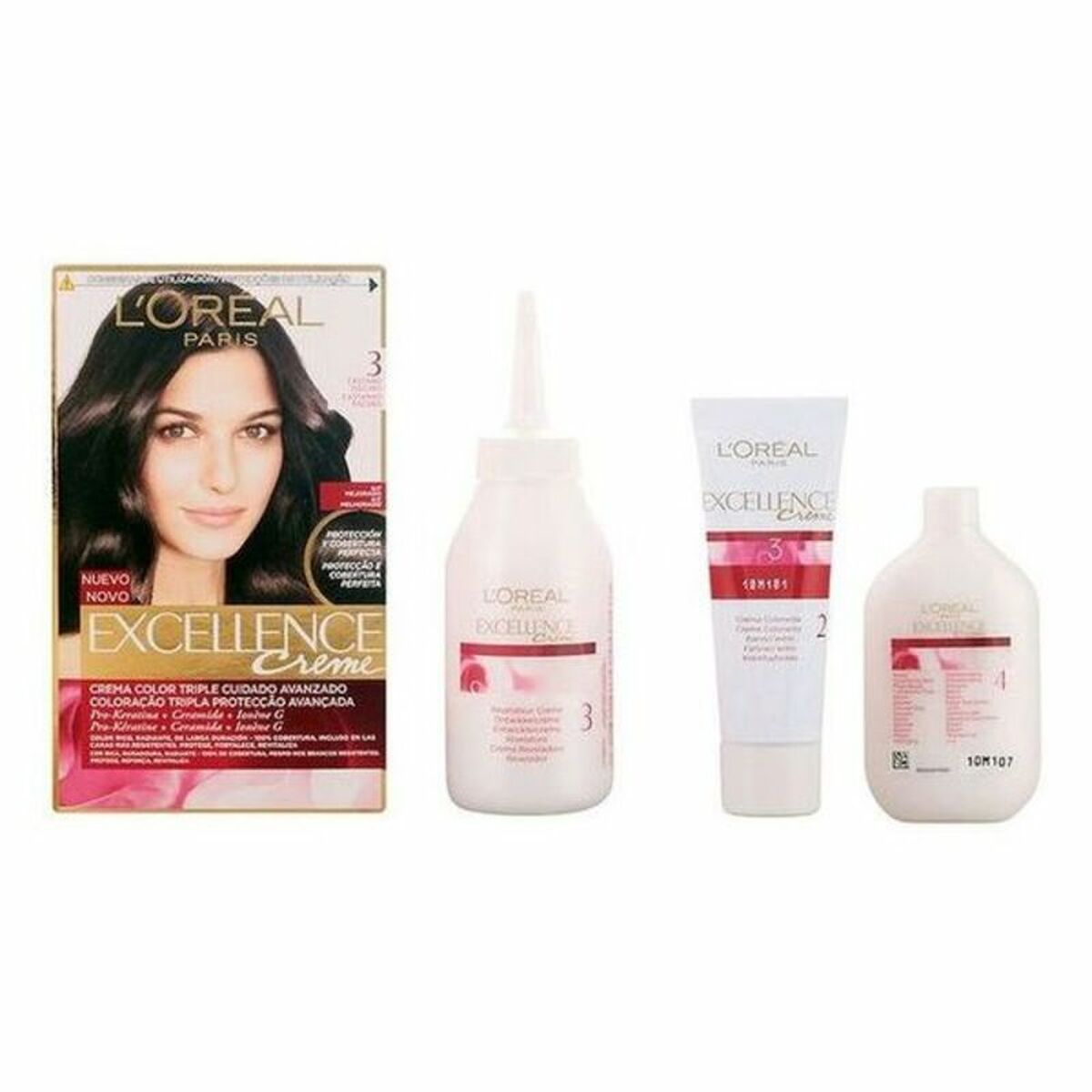 Permanent Dye L'Oreal Make Up Excellence Nº 3 Castano Oscuro Nº 3-Castano Oscuro 192 ml-0