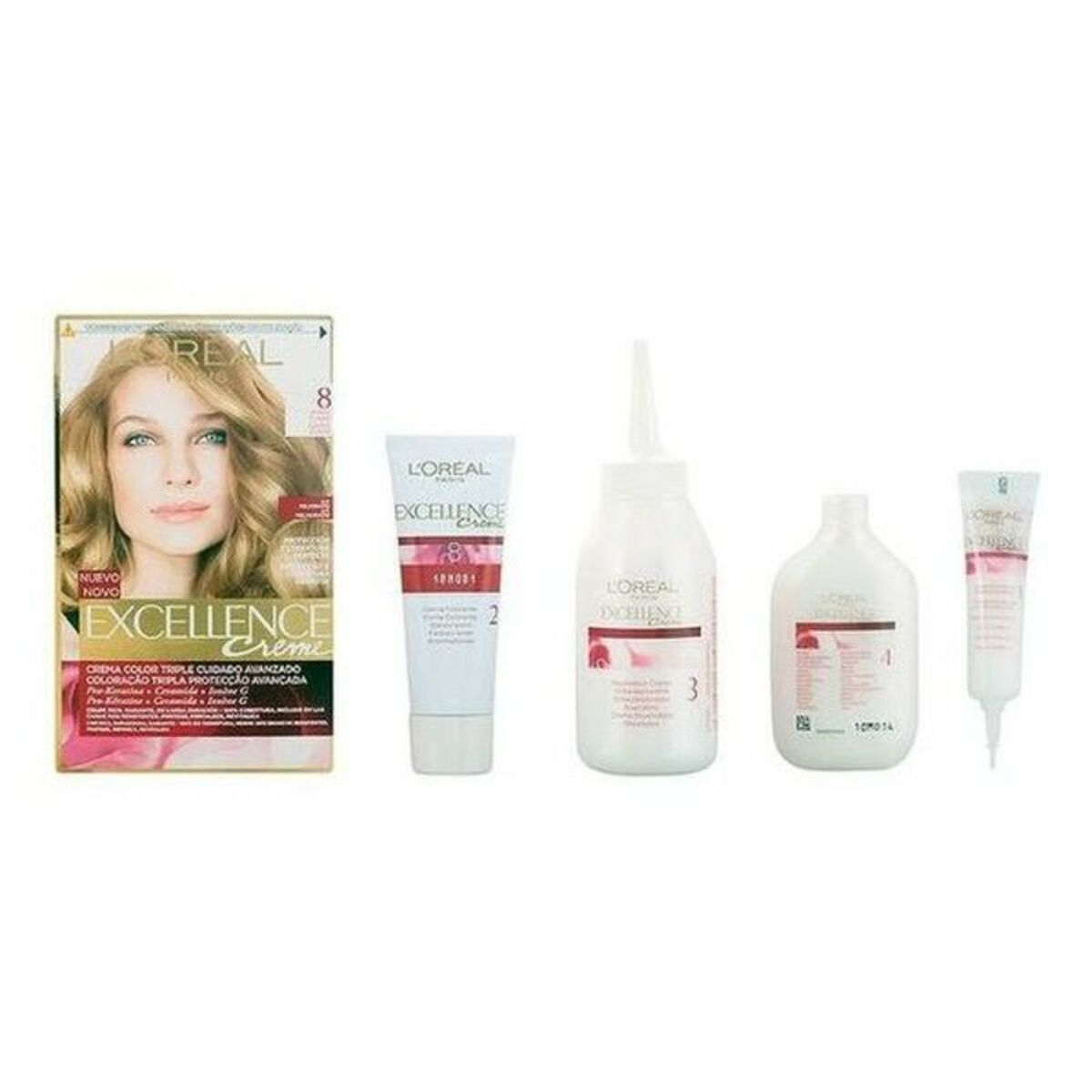 Permanent Dye L'Oreal Make Up Excellence Nº 8 Rubio Claro Nº 8-Rubio Claro 192 ml-0