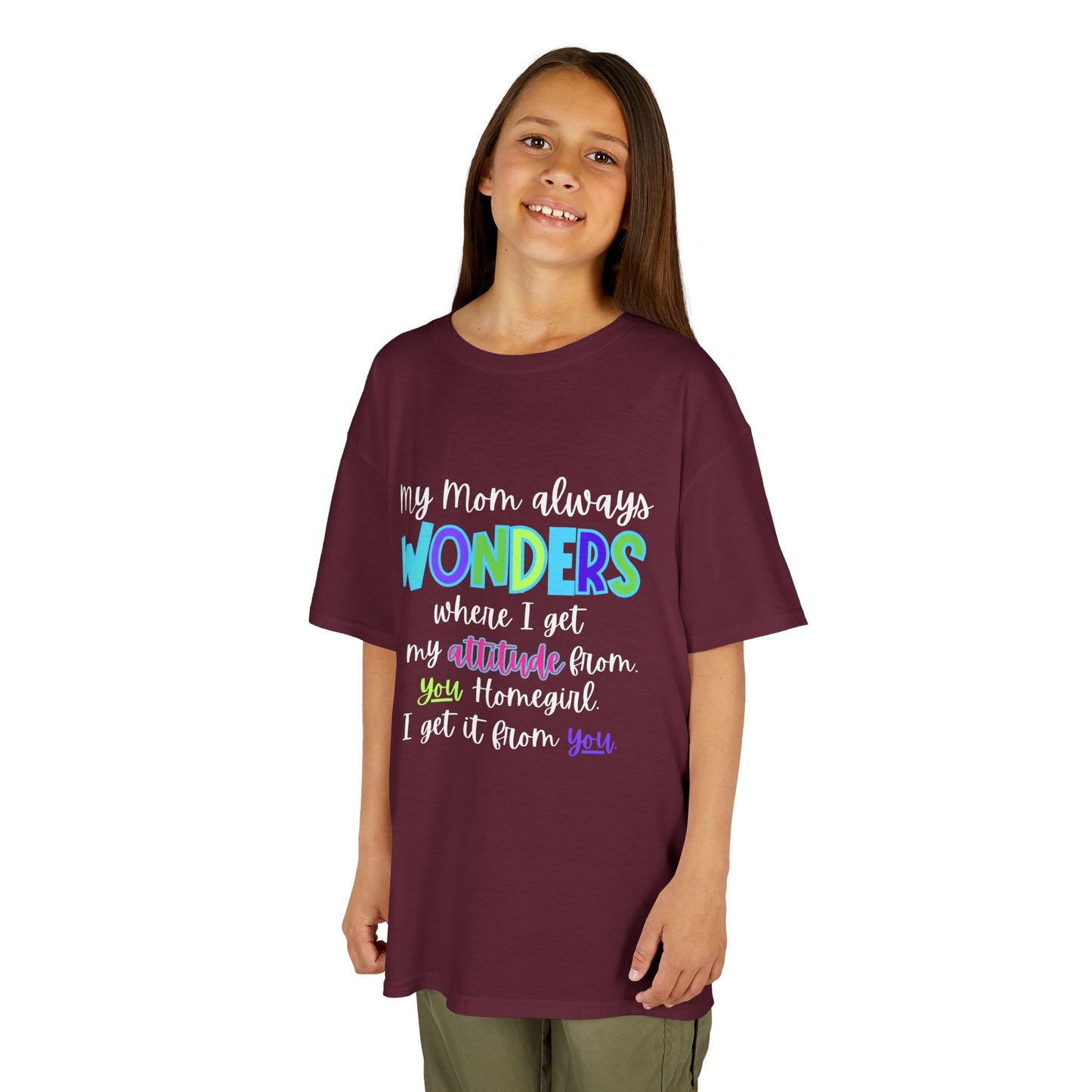 Colorful Kids Tee: 'My Mom Wonders Where I Get My Attitude From' | Fun Gift for Birthdays, Holidays, Everyday Wear, Unique Kids Apparel